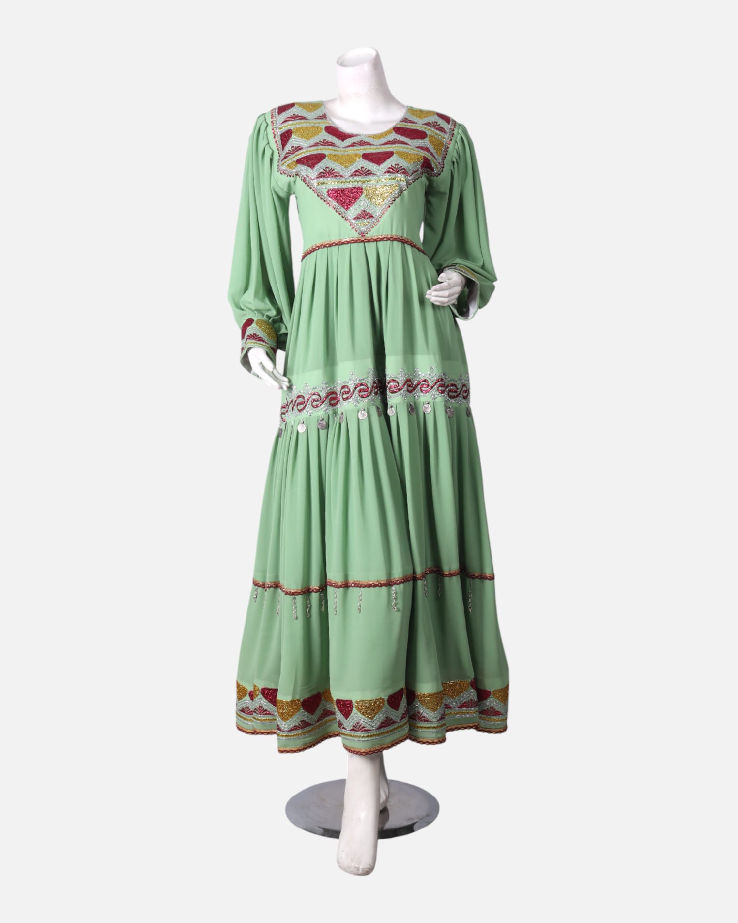 Embroidered Green Afghan Women’s Semi Dress