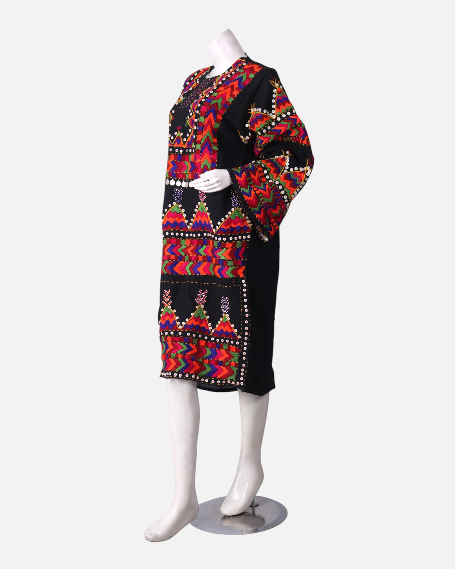 Nuristani Hand Embroidered Black Dress
