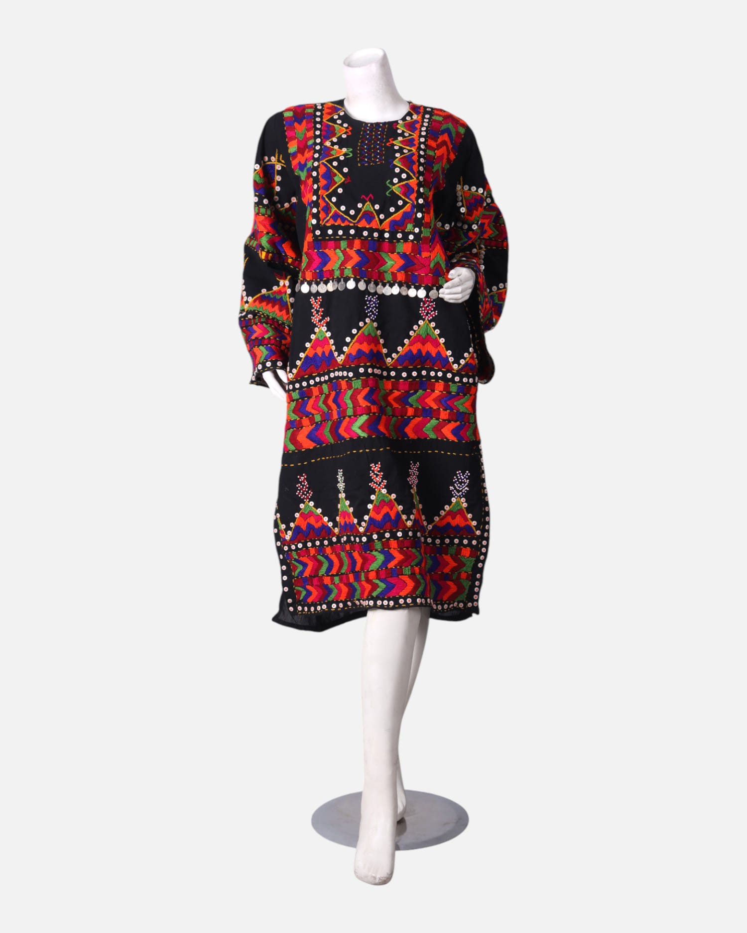 Nuristani Hand Embroidered Black Dress
