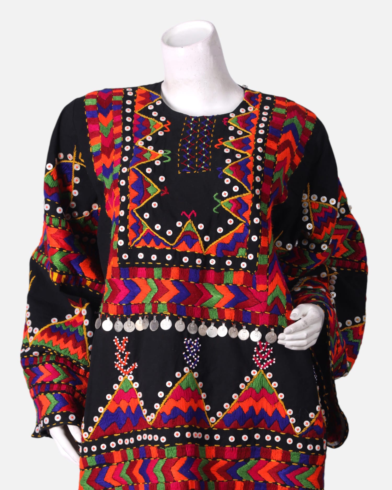 Nuristani Hand Embroidered Black Dress