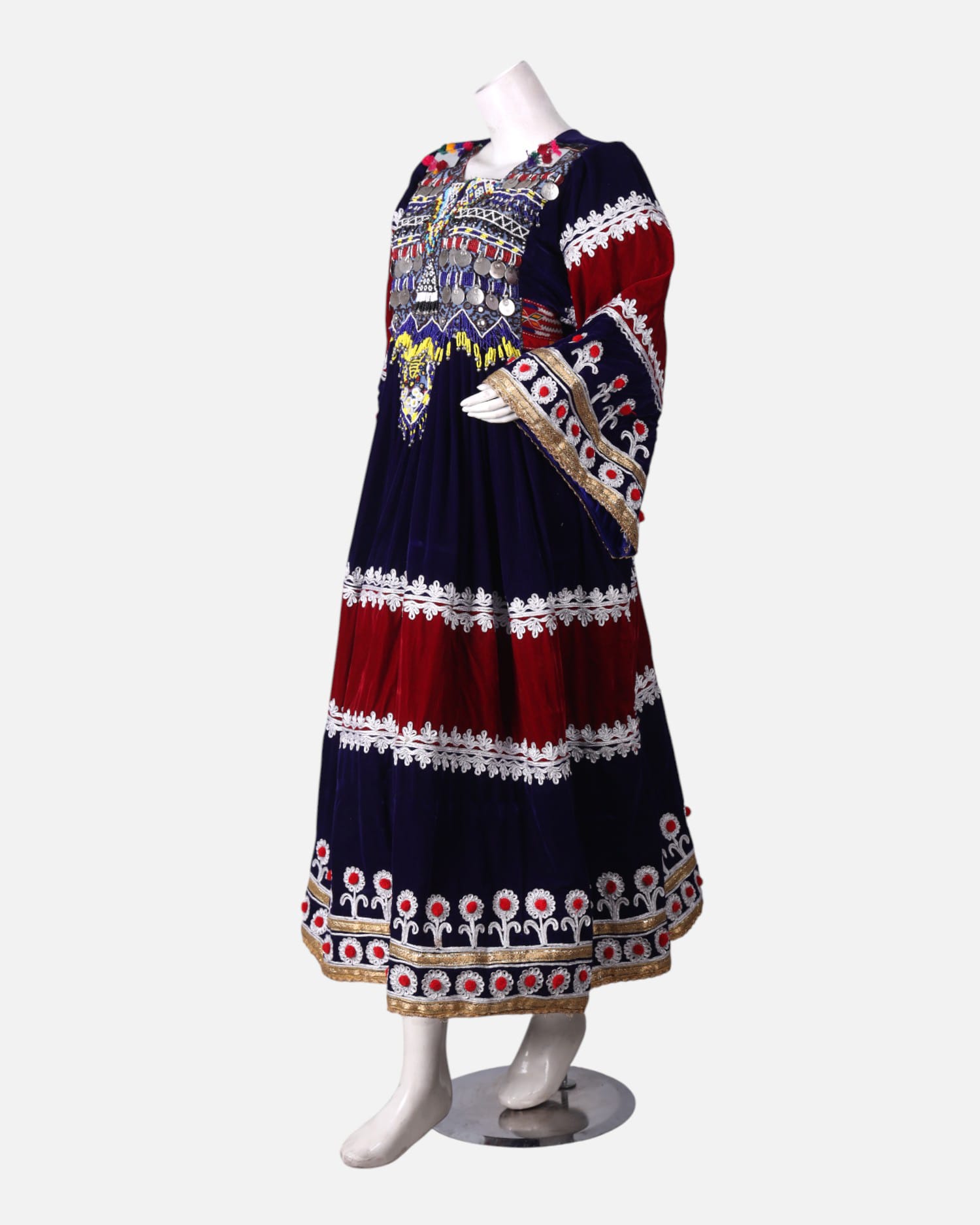 Afghan Hand Embroidered Velvet Dress