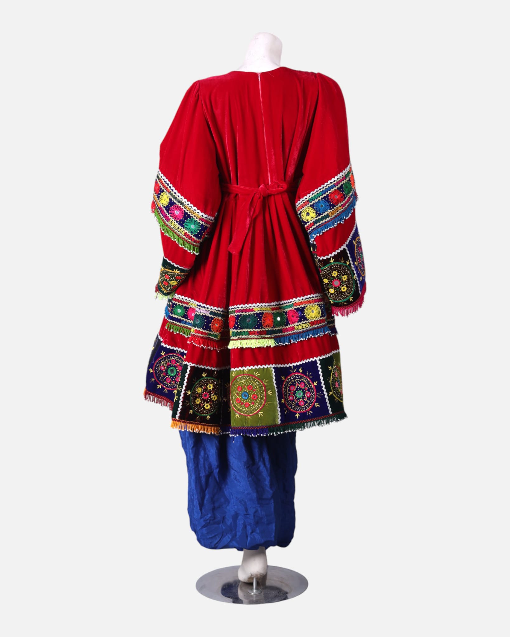 Afghan Handwoven Velvet & Silk Embroidered Dress – 3-Piece Set
