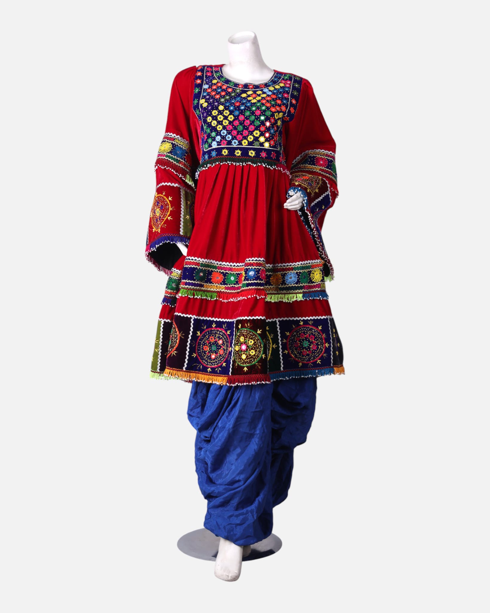 Afghan Handwoven Velvet & Silk Embroidered Dress – 3-Piece Set