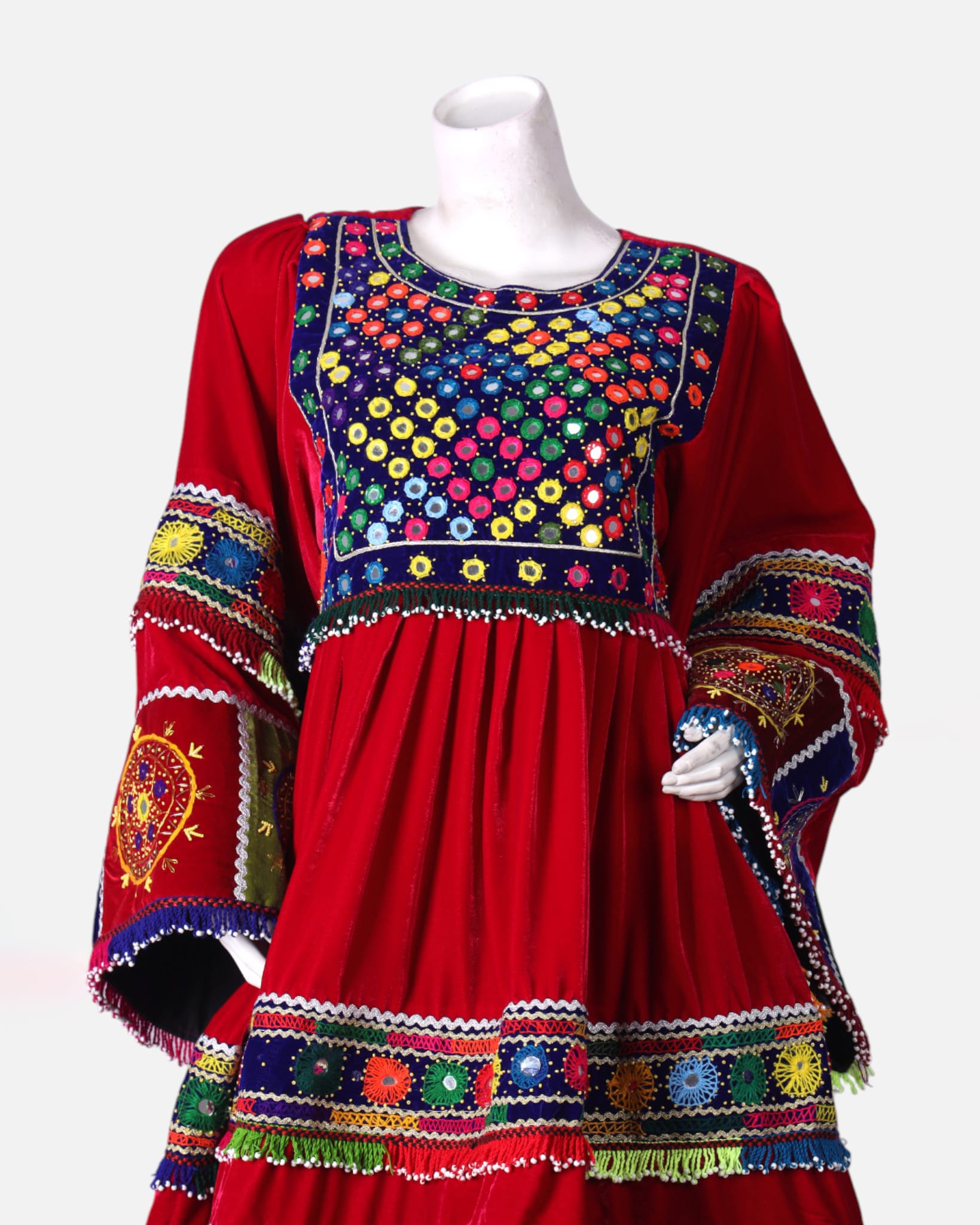 Afghan Handwoven Velvet & Silk Embroidered Dress – 3-Piece Set