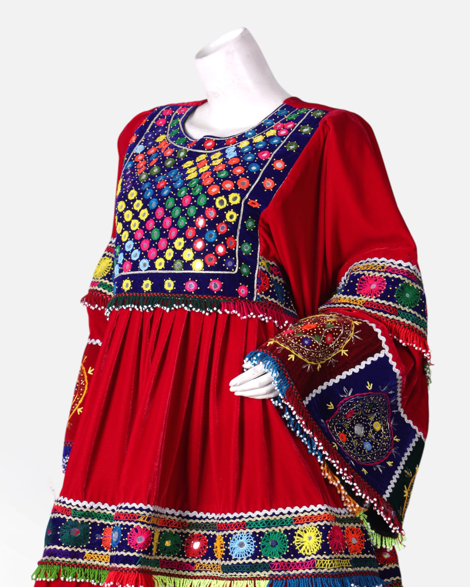 Afghan Handwoven Velvet & Silk Embroidered Dress – 3-Piece Set