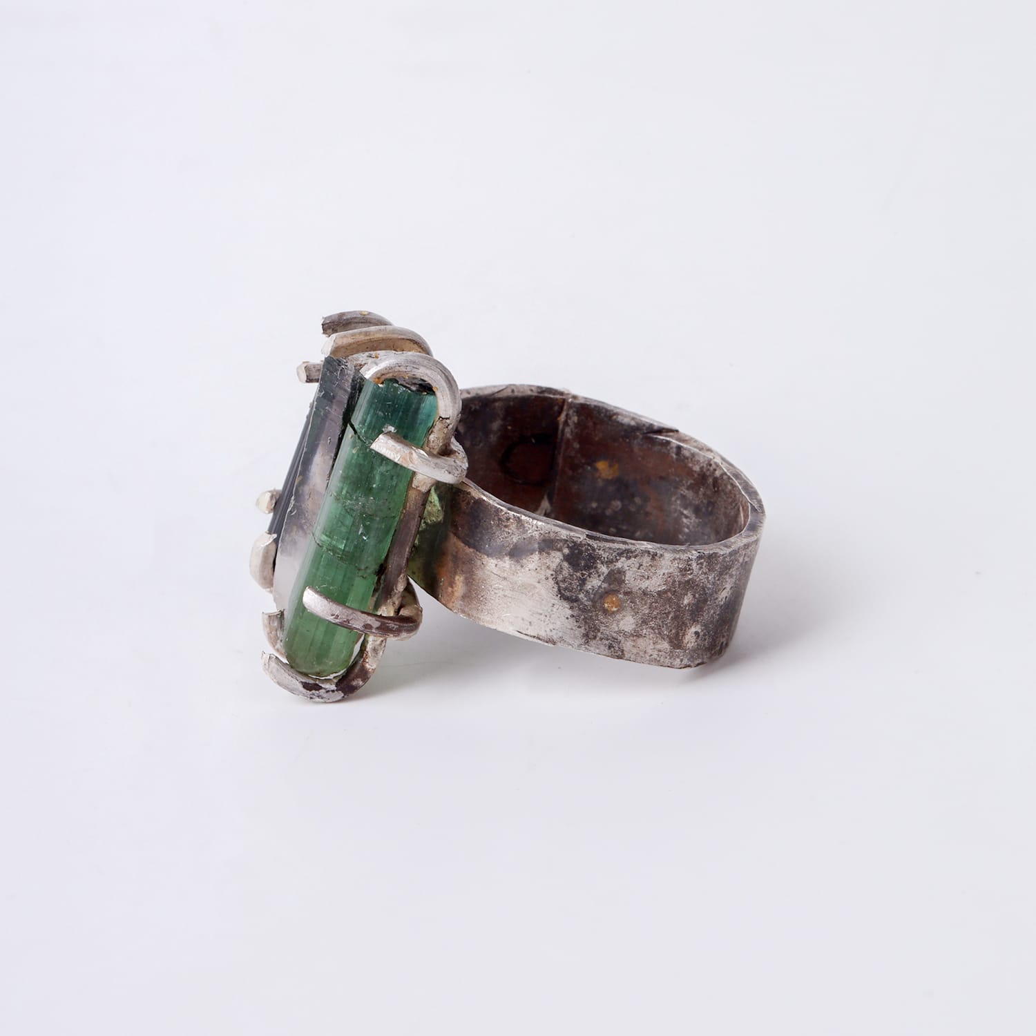 Triple Color Tourmaline Silver Ring