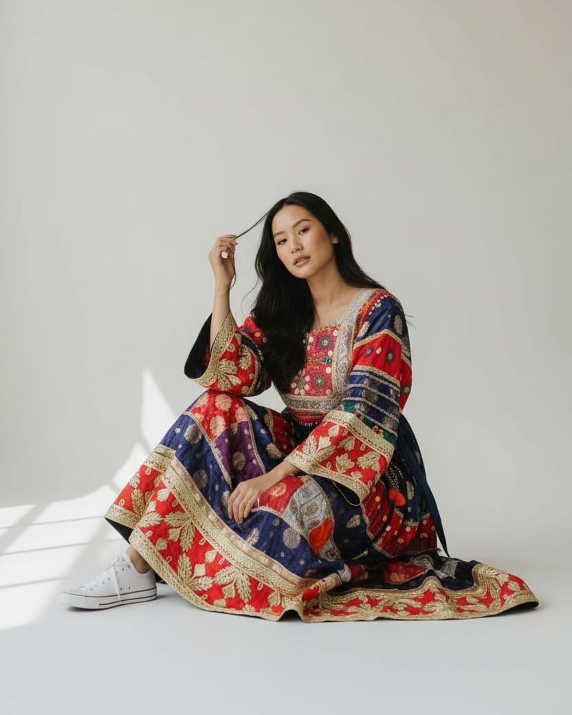 Afghan Kuchi Embroidered Dress For Wedding