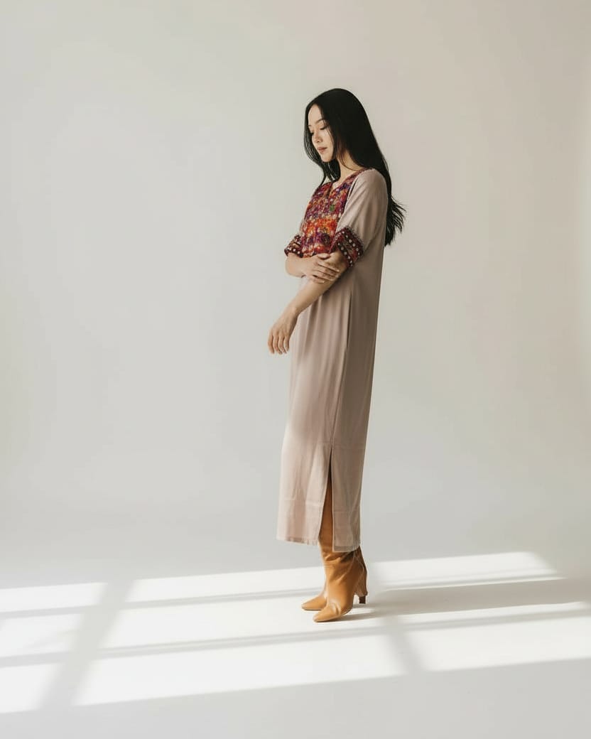 Traditional Handmade Satin Dress For Women