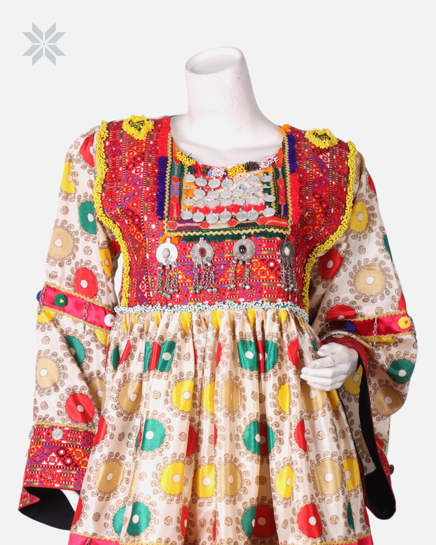 Afghan Embroidered Dress with Yellow Pants 2-piece