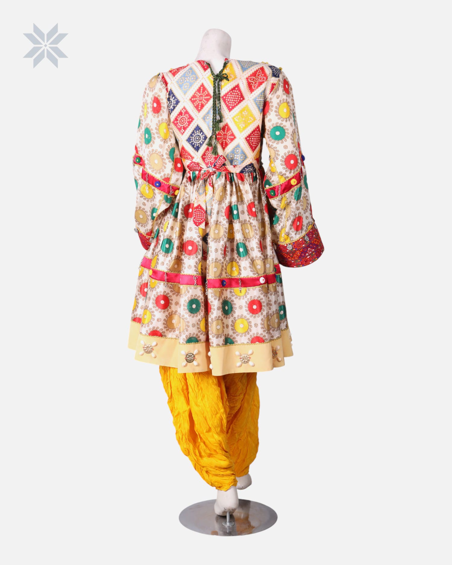 Afghan Embroidered Dress with Yellow Pants 2-piece
