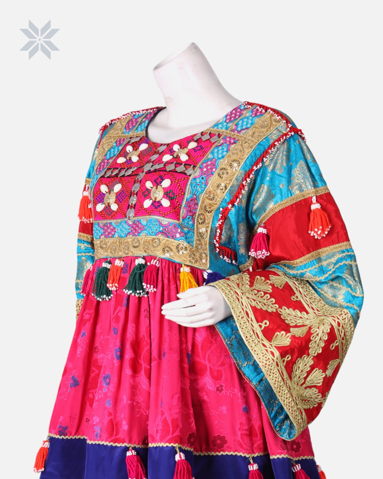 Afghan Embroidered Dress with Green Pants