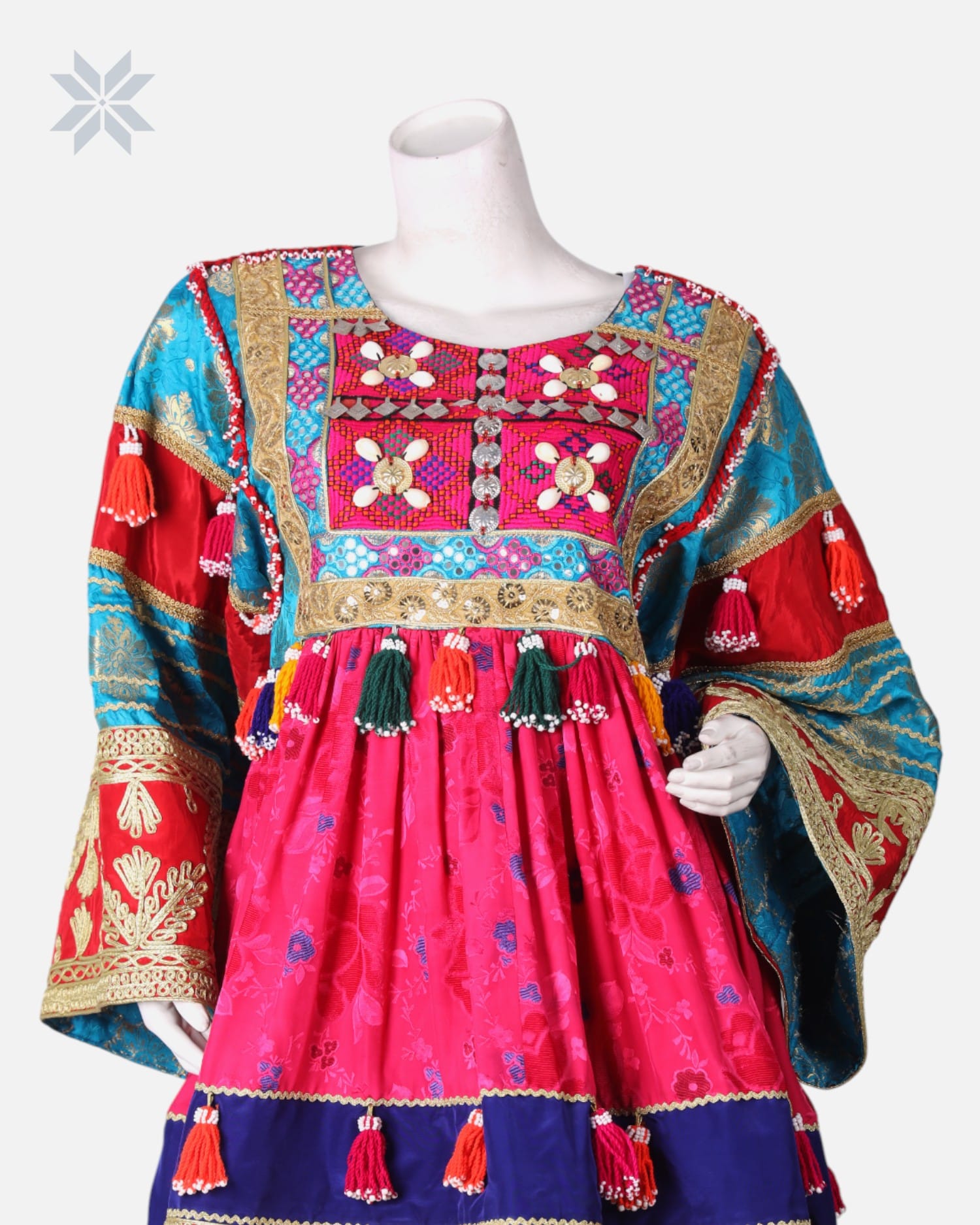 Afghan Embroidered Dress with Green Pants