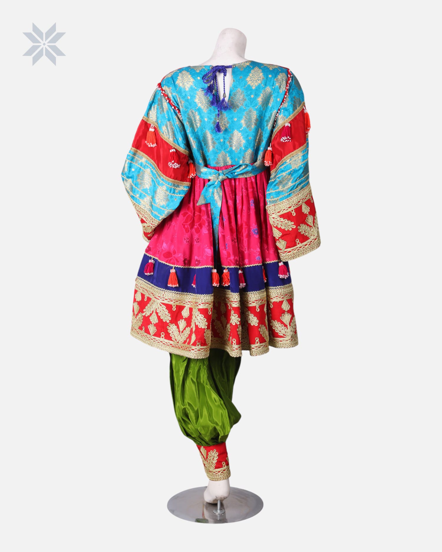 Afghan Embroidered Dress with Green Pants
