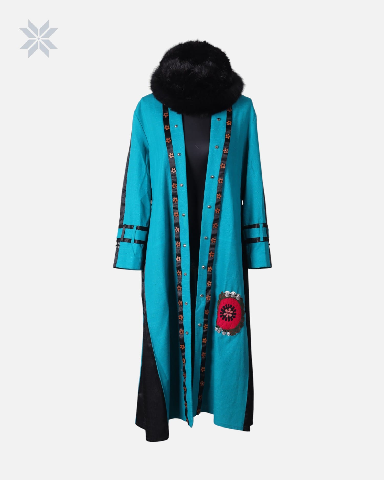 Long Wool Coat handmade with Fur Collar Chapan