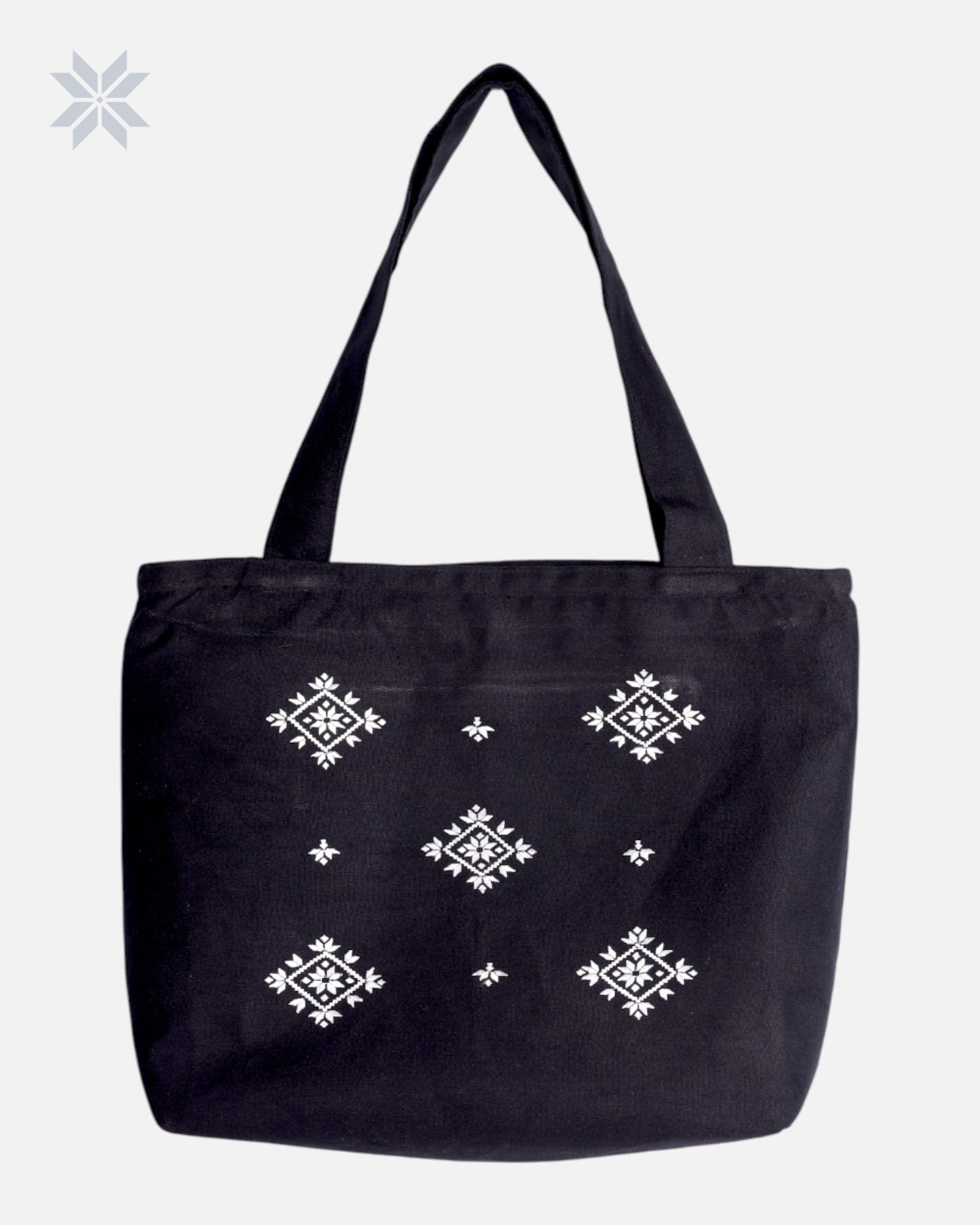 Hand Embroidered Black Tote Bag