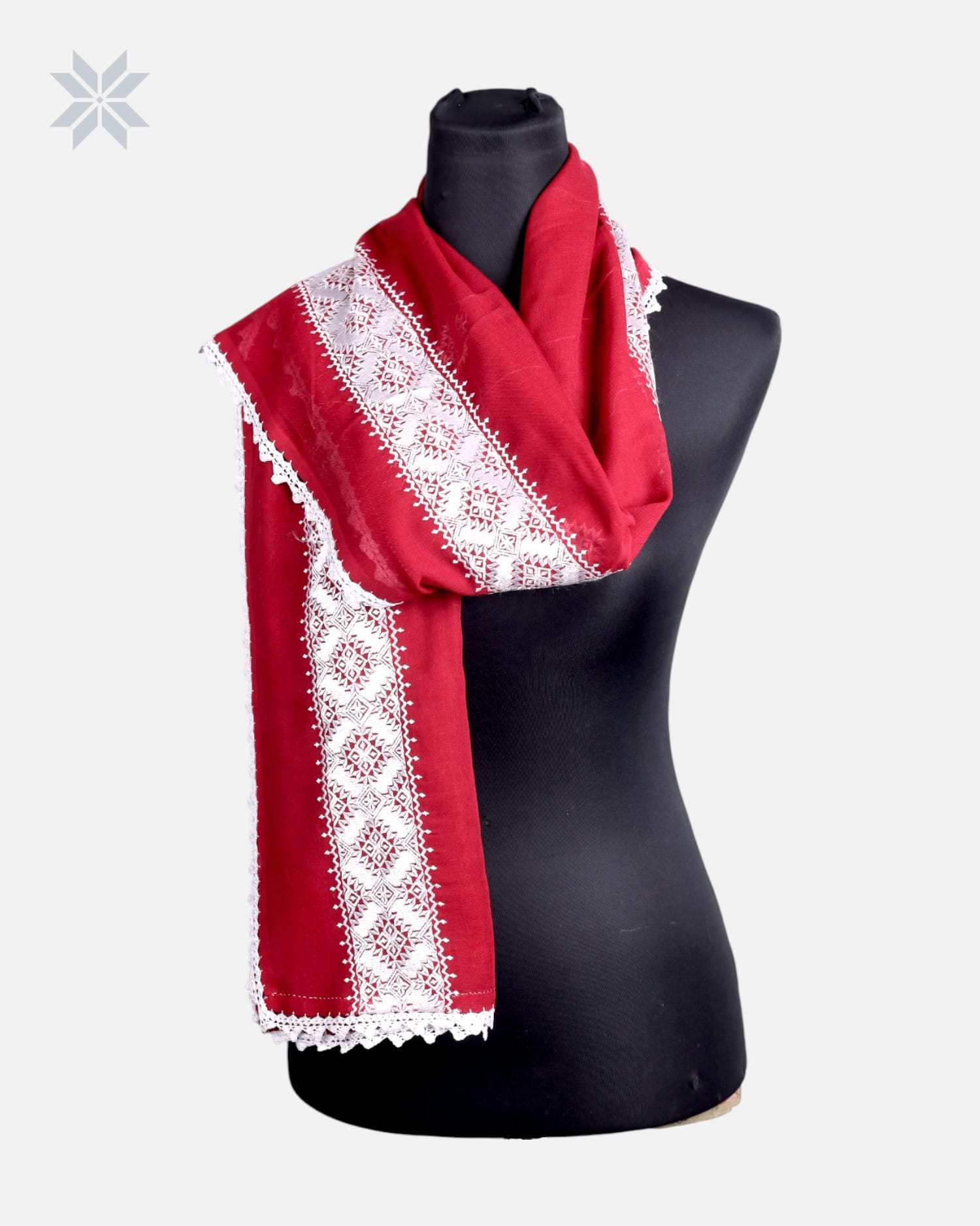 Chiffon Shawl with Lace Border Handcrafted