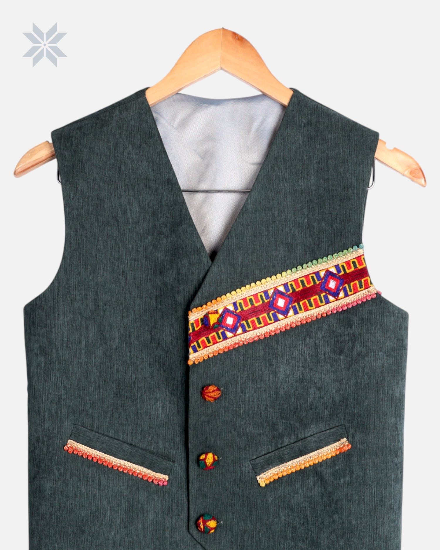 Boys Velvet Waistcoat Green Handmade Traditional Vest