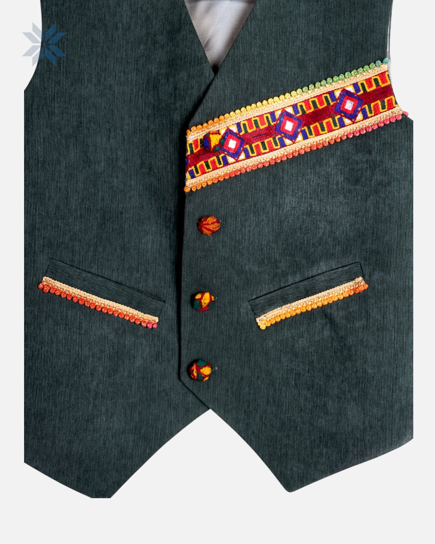Boys Velvet Waistcoat Green Handmade Traditional Vest