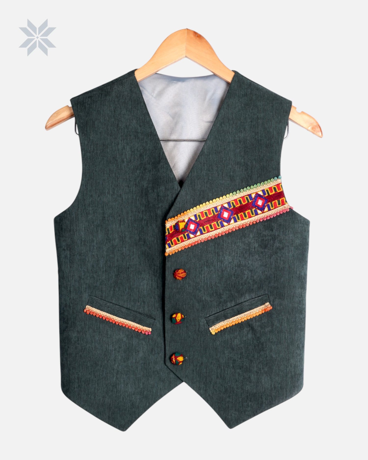 Boys Velvet Waistcoat Green Handmade Traditional Vest