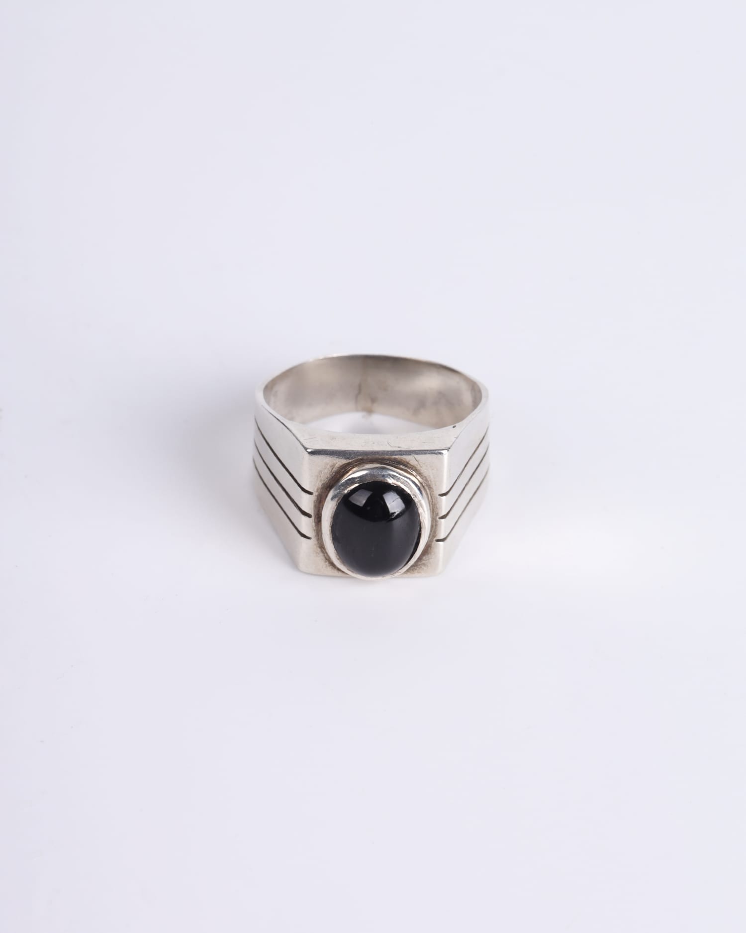 Men’s 925 Sterling Silver Ring with Black Turquoise Stone