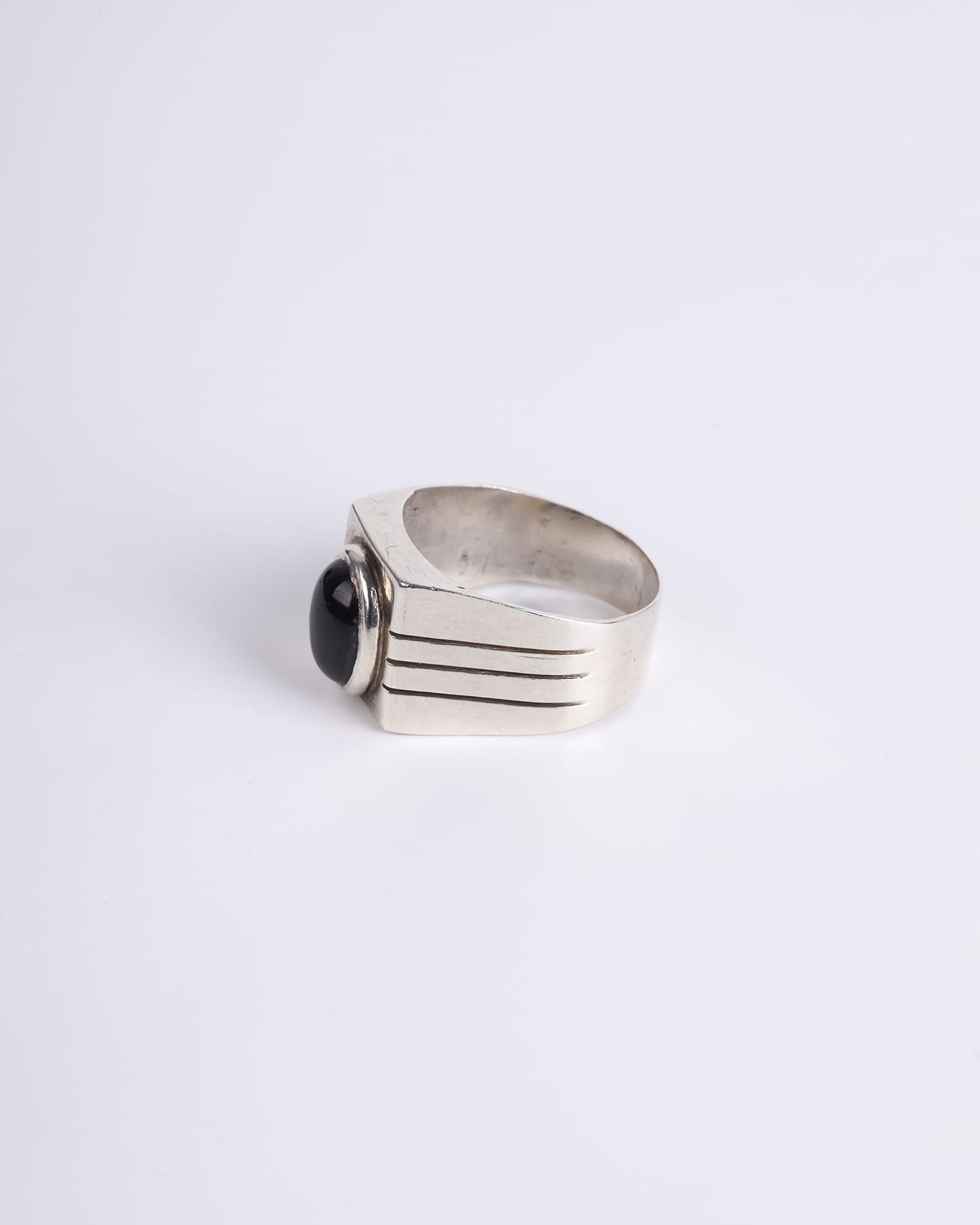 Men’s 925 Sterling Silver Ring with Black Turquoise Stone