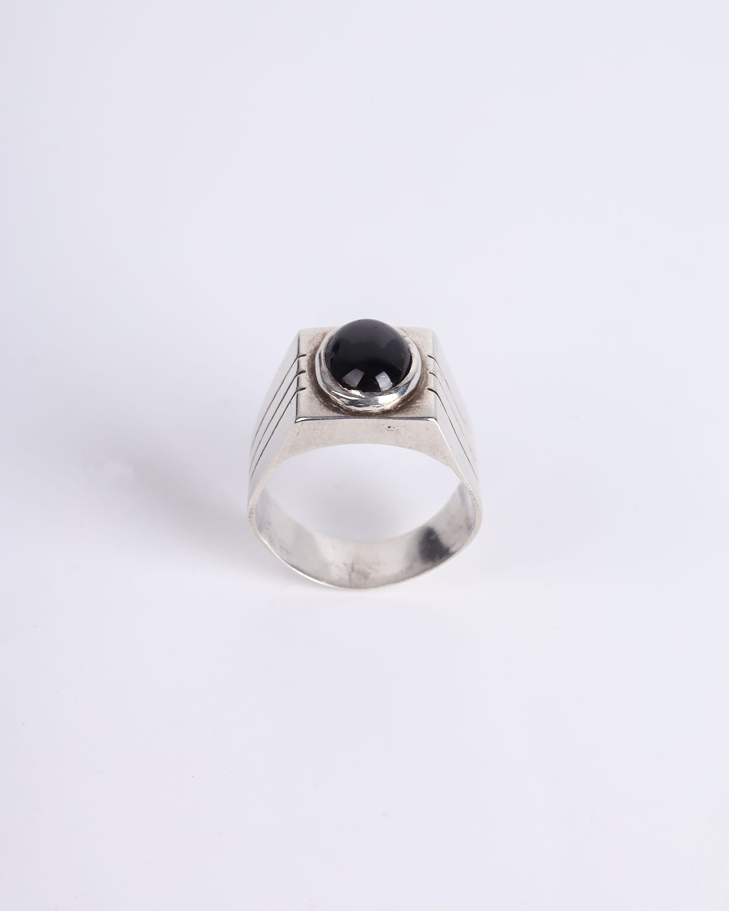 Men’s 925 Sterling Silver Ring with Black Turquoise Stone