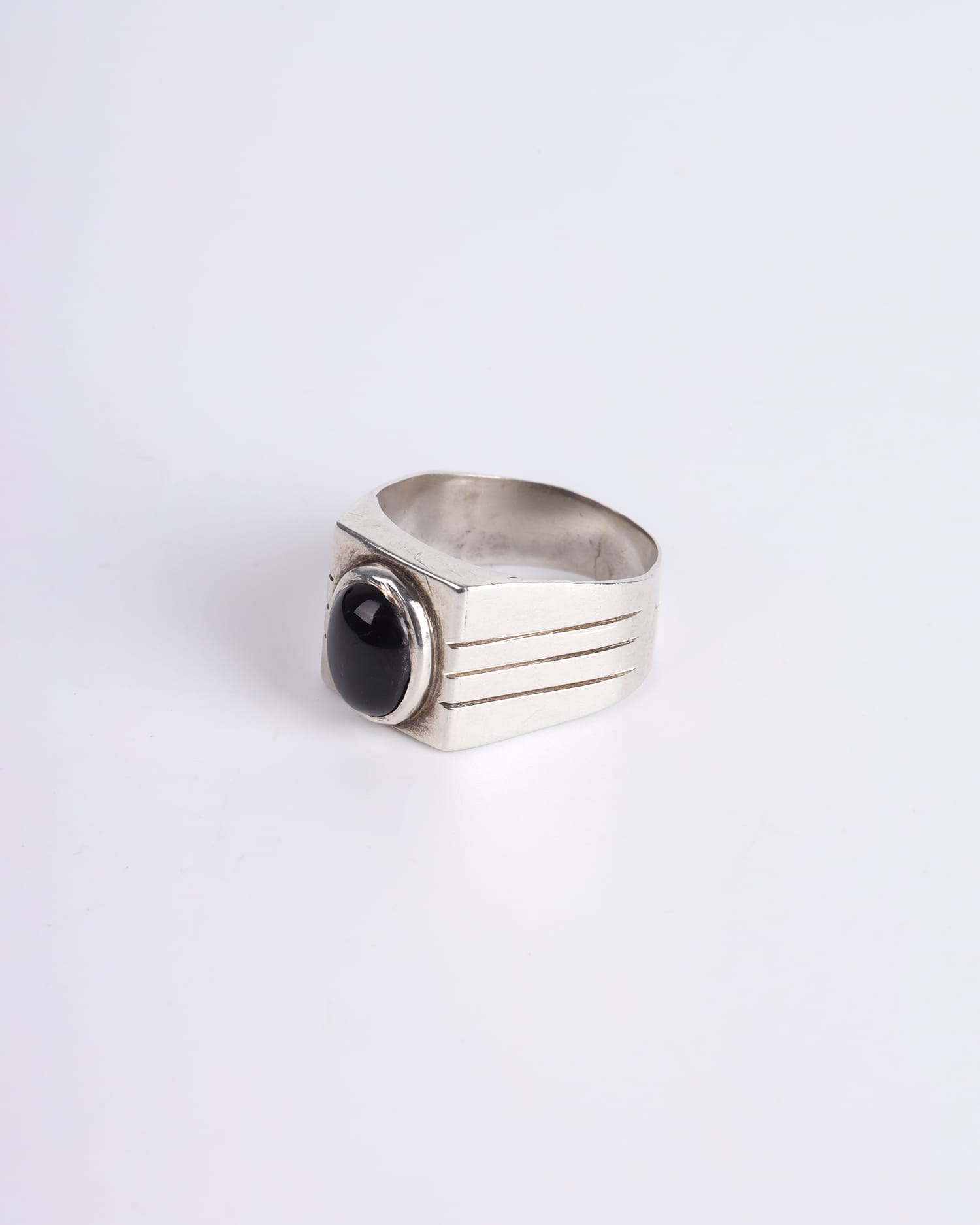 Men’s 925 Sterling Silver Ring with Black Turquoise Stone