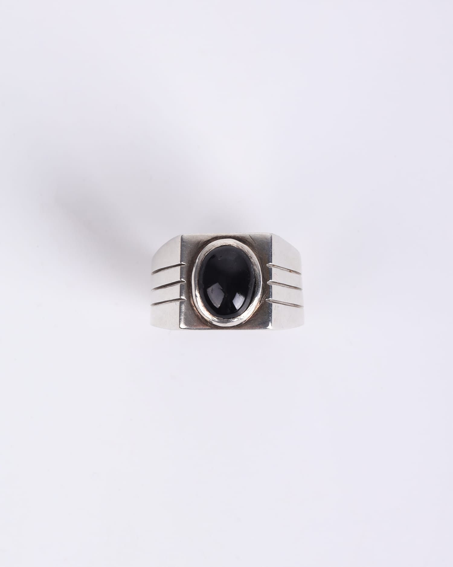 Men’s 925 Sterling Silver Ring with Black Turquoise Stone
