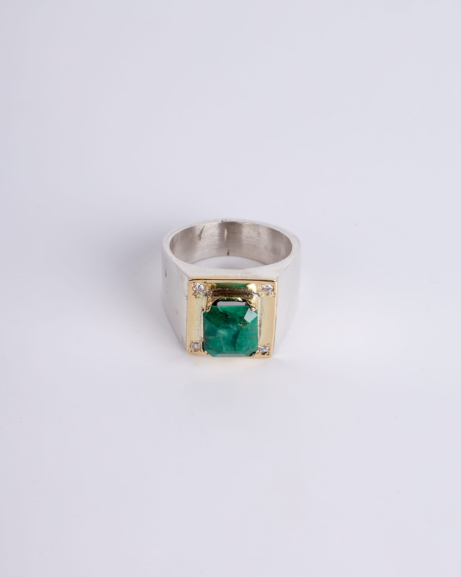 Men’s 925 Sterling Silver Ring with Panjshir Emerald