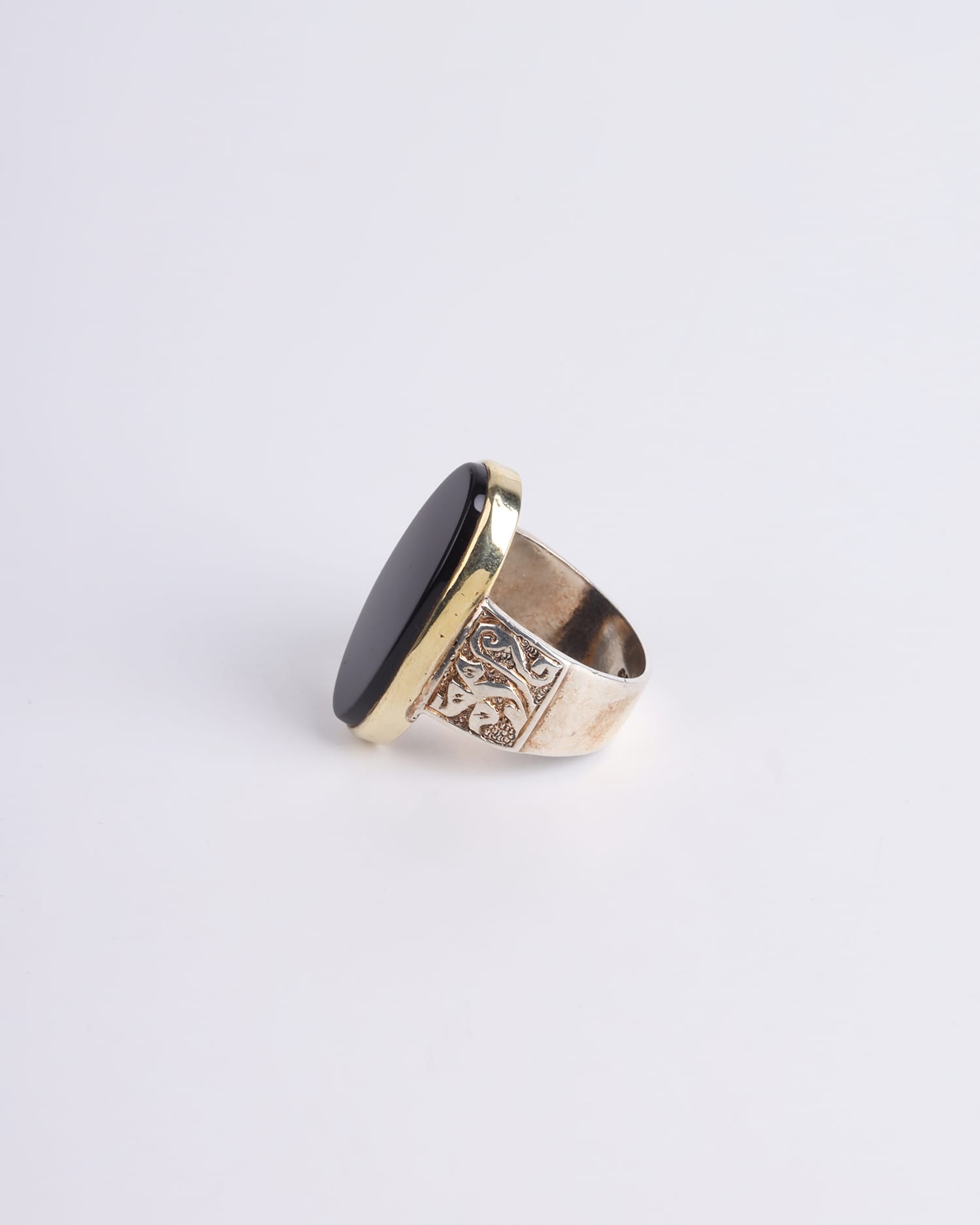 Men's Black Agate Ring