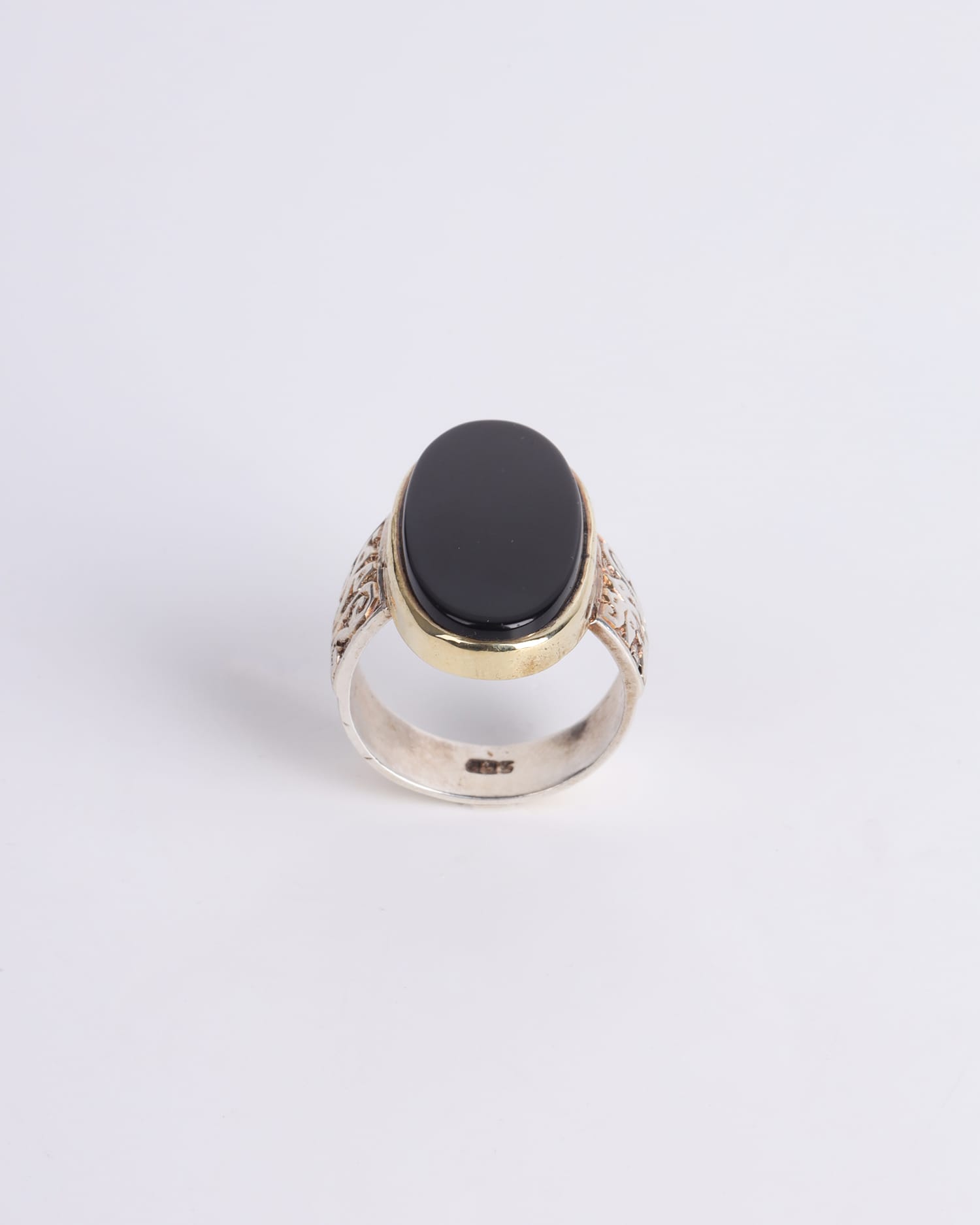 Men's Black Agate Ring