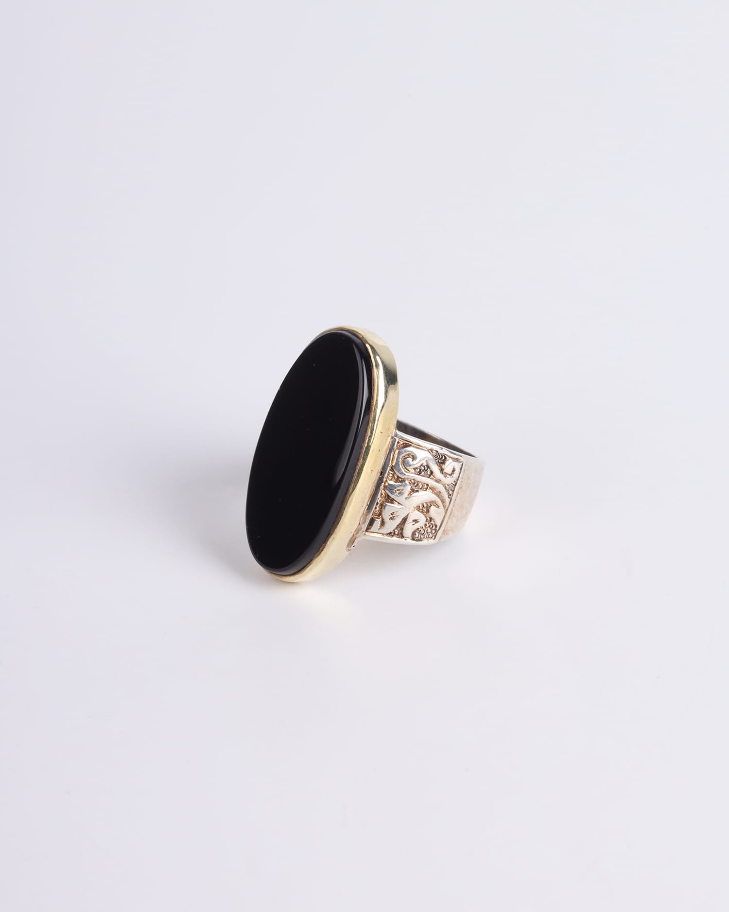Men's Black Agate Ring