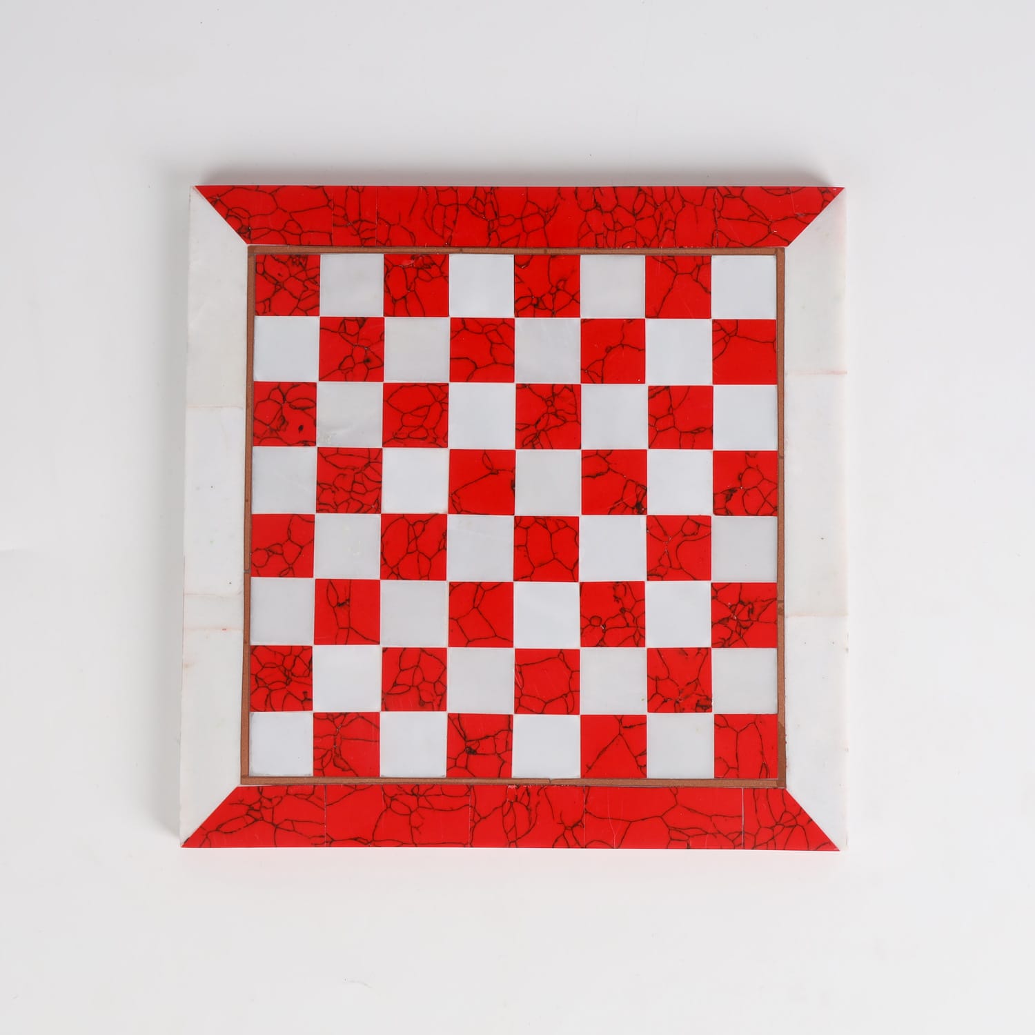Marjan Chess Set Red & White Stone Decorative