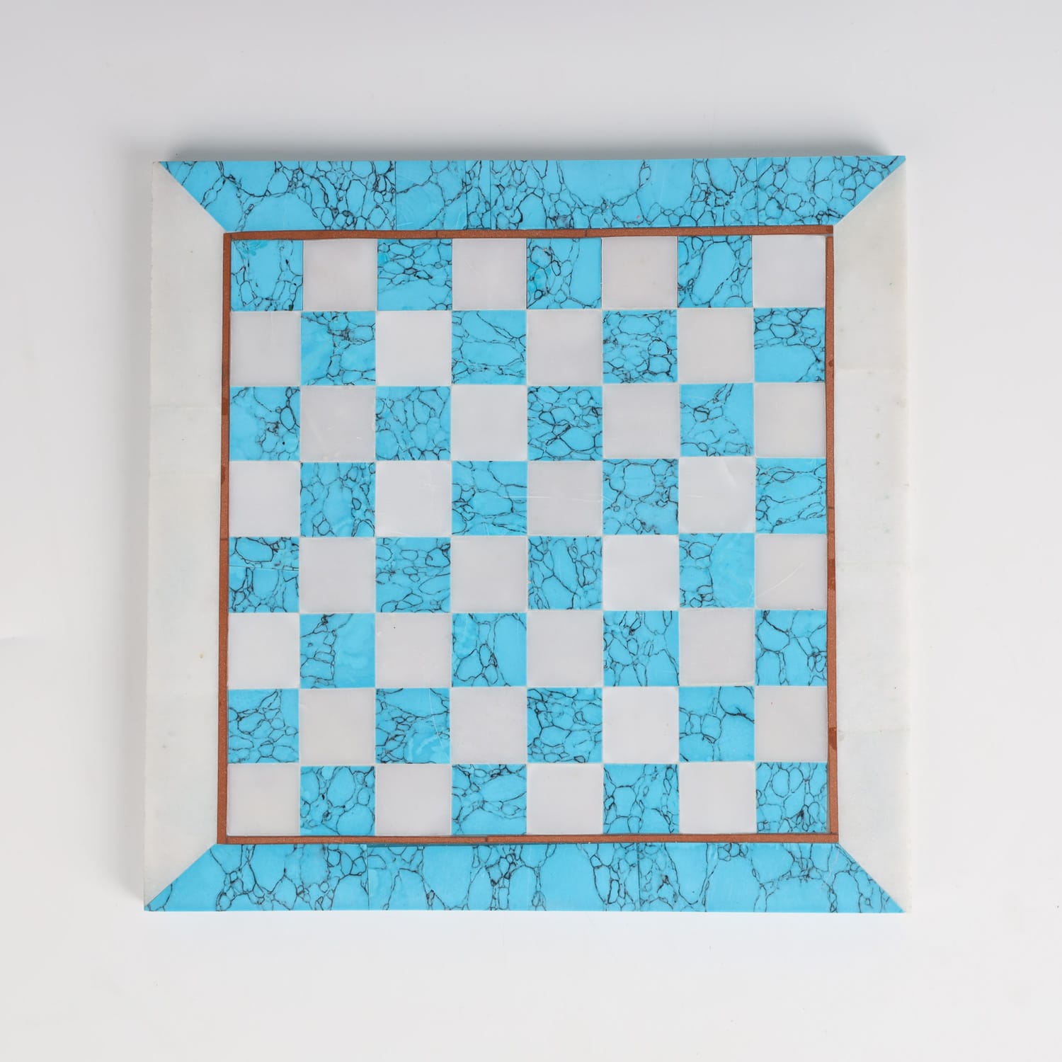 Handcrafted Blue & White Stone Chess Set with Box
