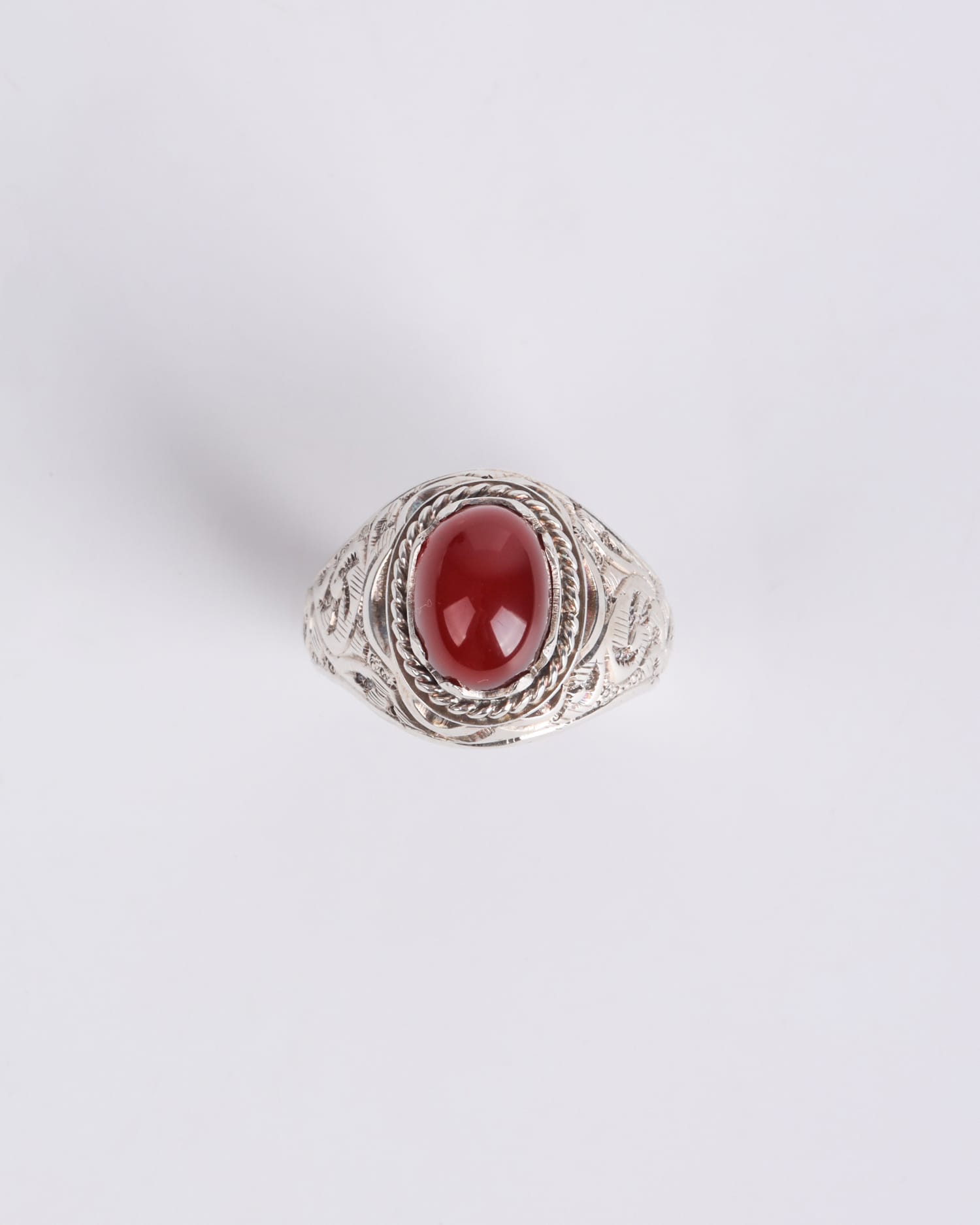Natural Red Agate (Aqeeq) Ring