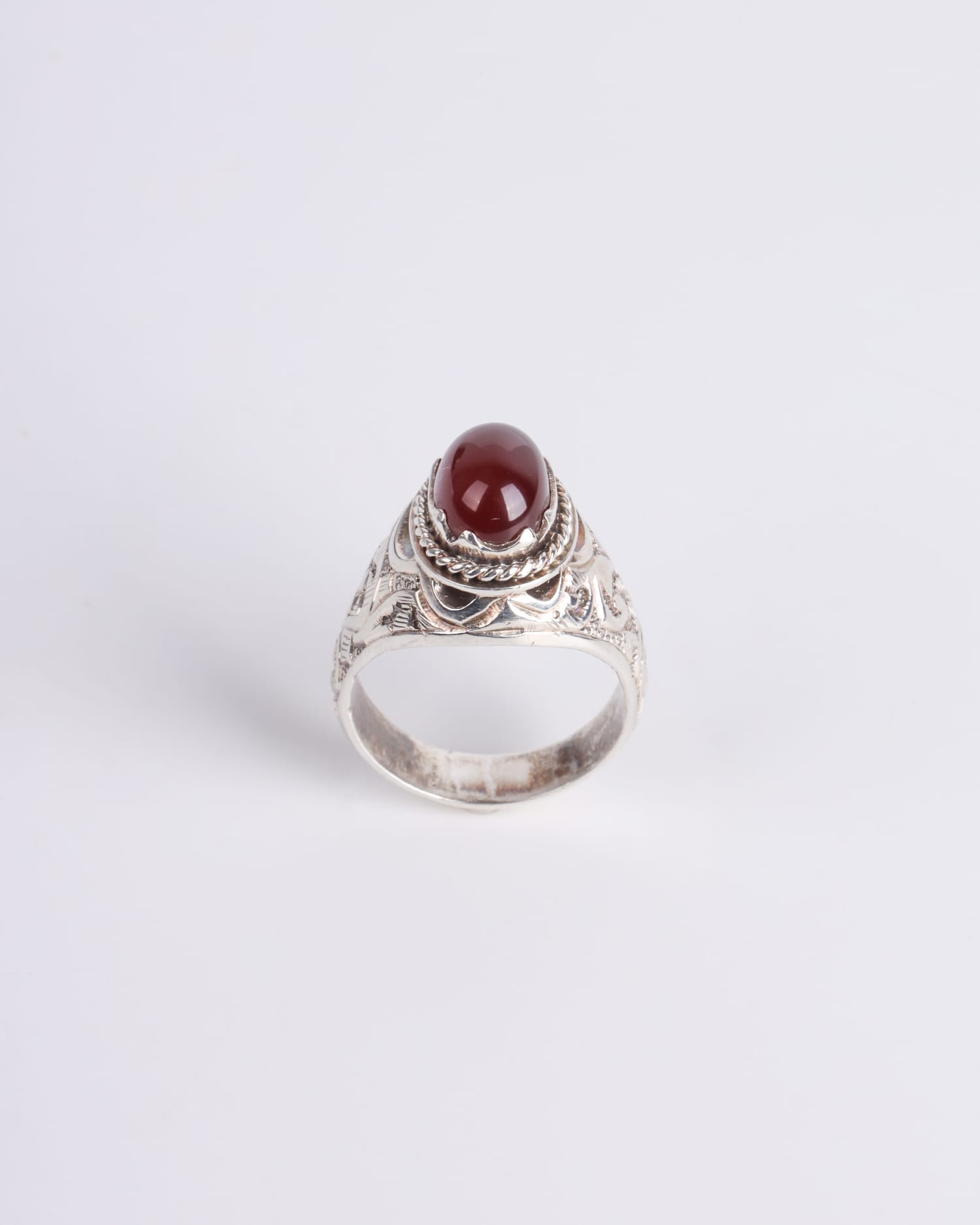Natural Red Agate (Aqeeq) Ring