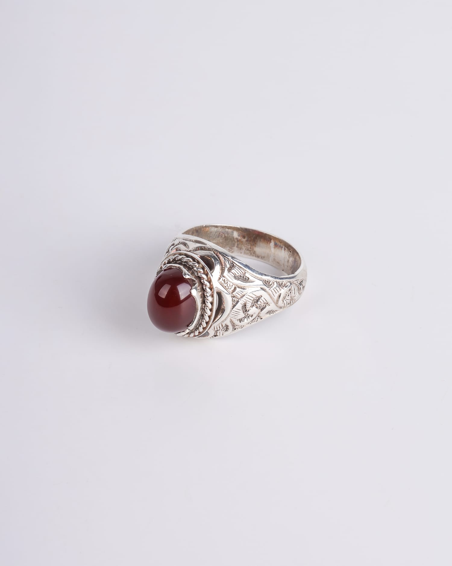 Natural Red Agate (Aqeeq) Ring