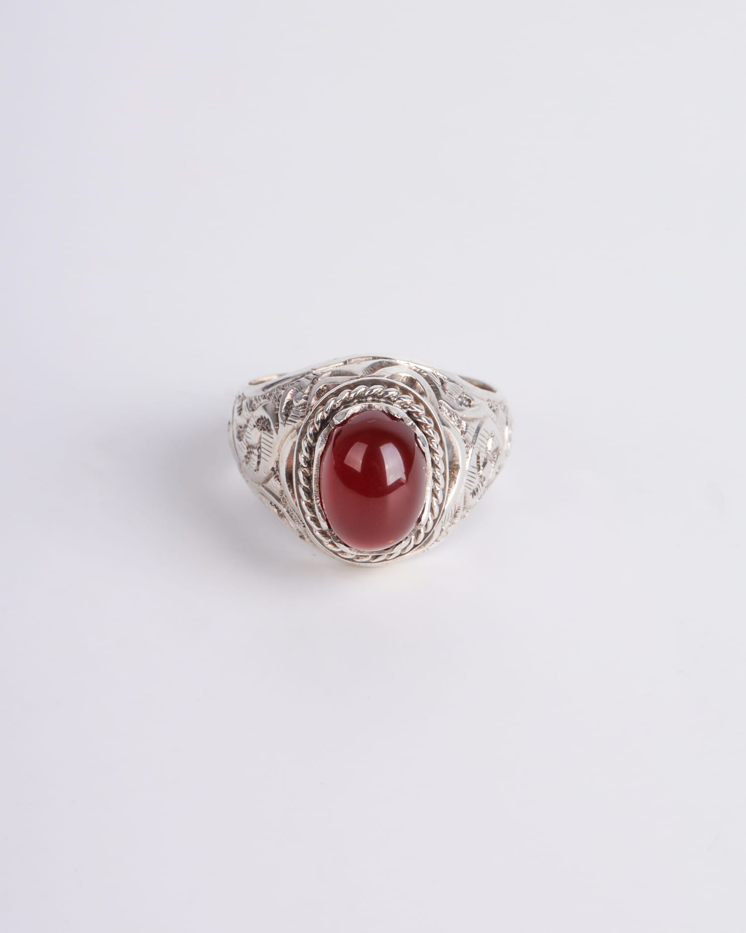 Natural Red Agate (Aqeeq) Ring