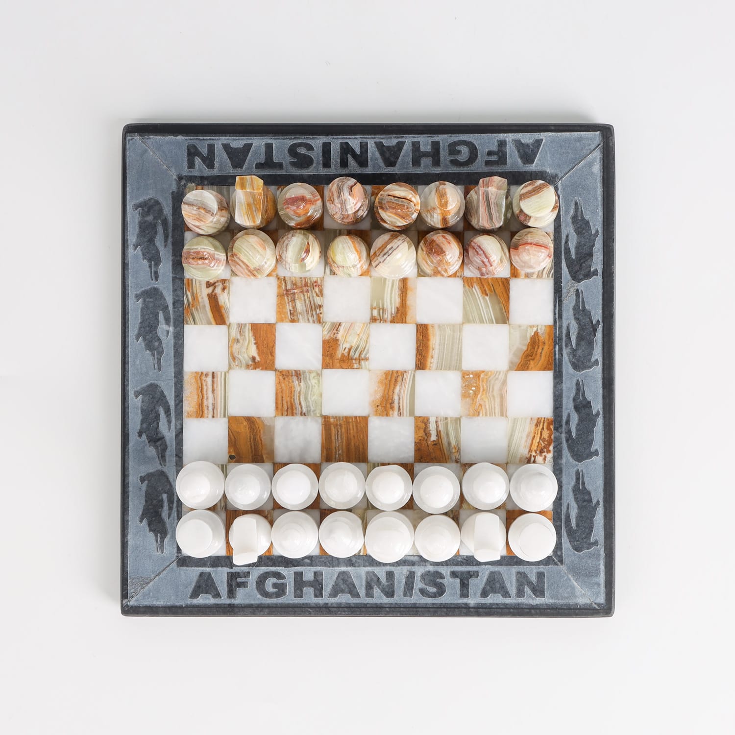 Afghan Onyx & Marble Chess Set – Handmade