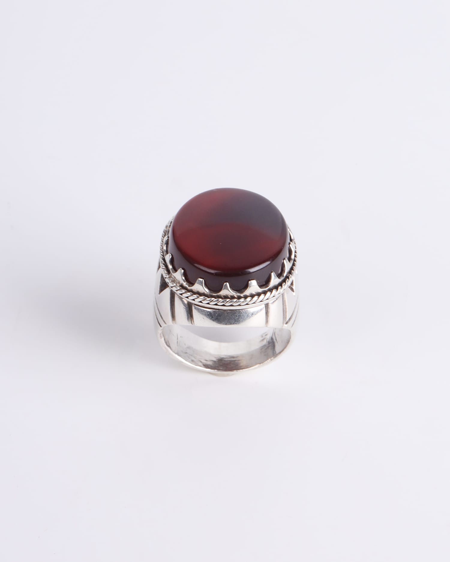 Silver Men's Ring Red Agate Handmade