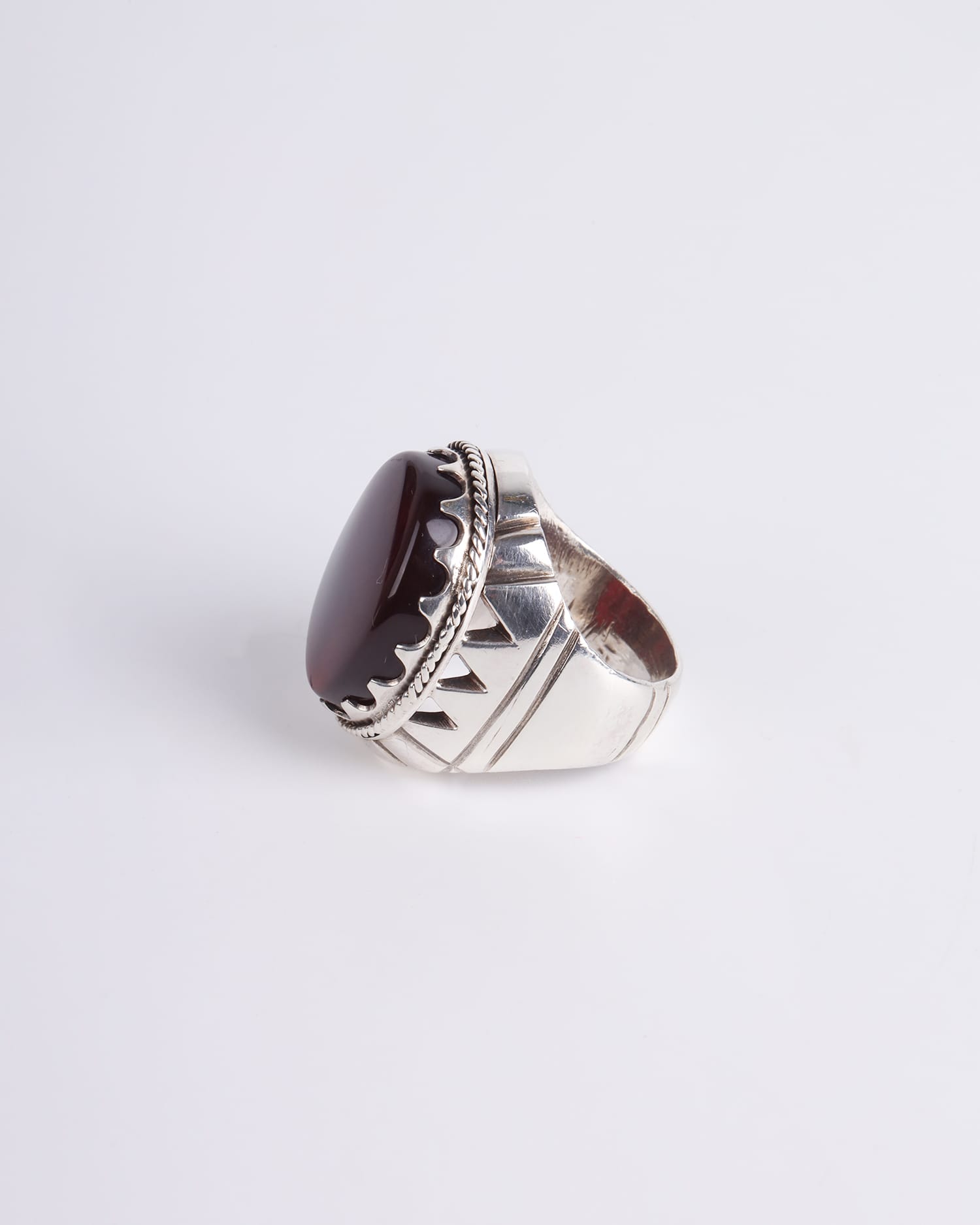 Silver Men's Ring Red Agate Handmade