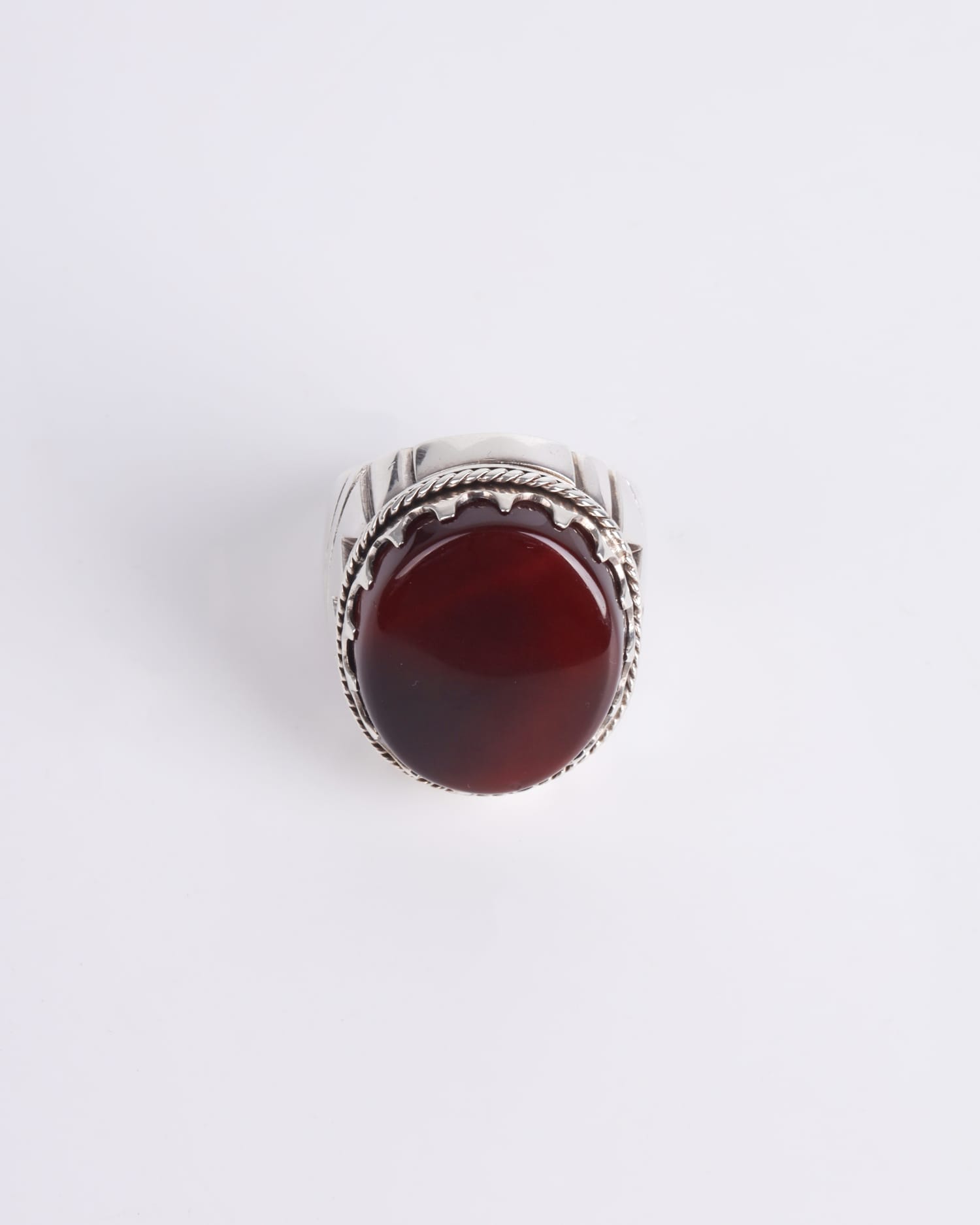 Silver Men's Ring Red Agate Handmade