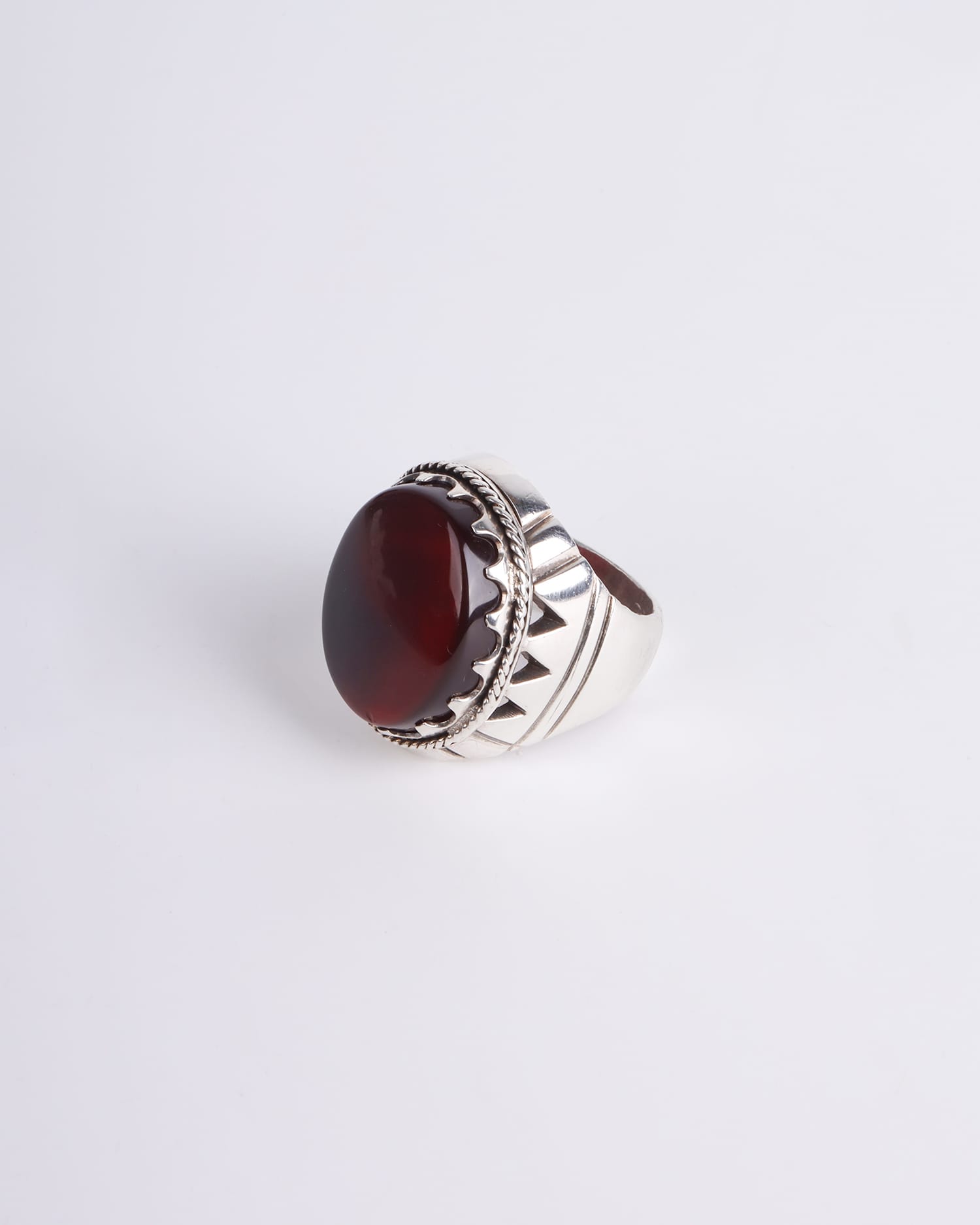 Silver Men's Ring Red Agate Handmade