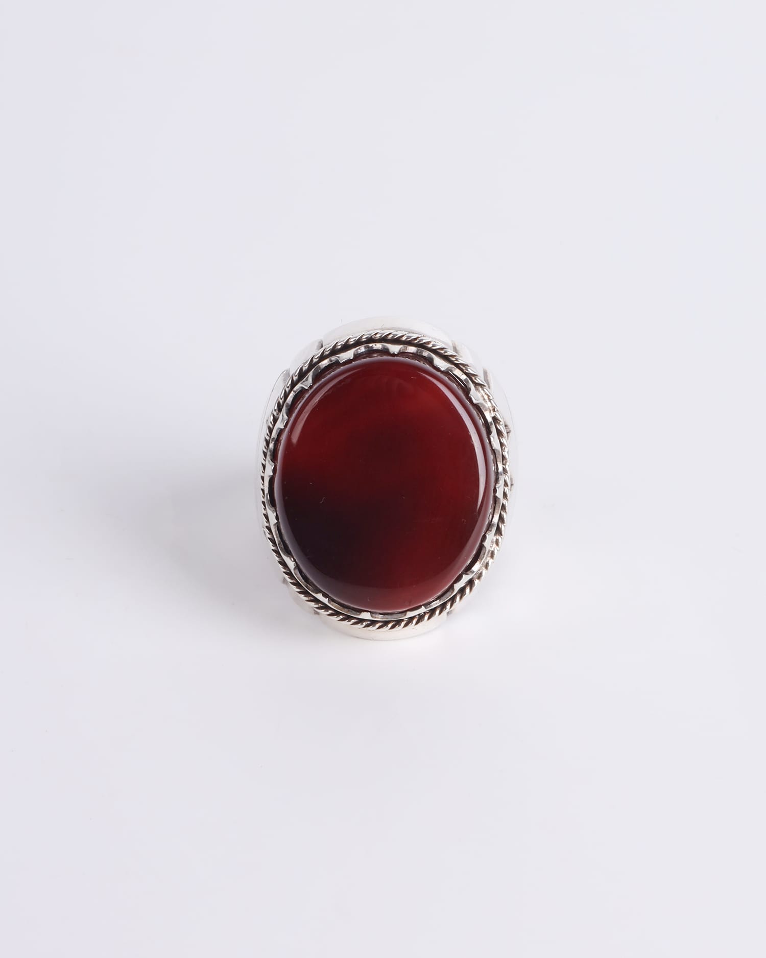 Silver Men's Ring Red Agate Handmade