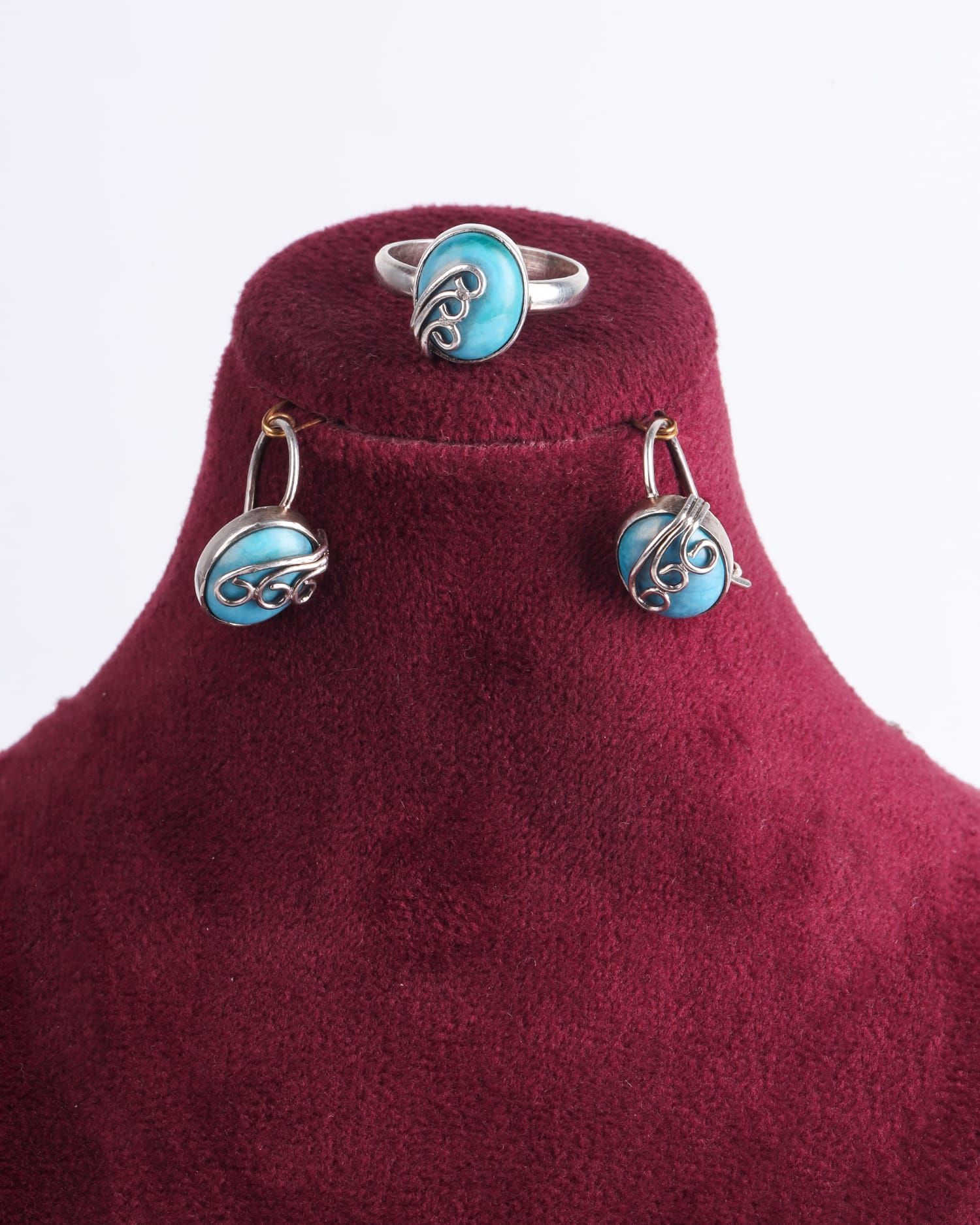 Handmade Four Piece Kerman Turquoise Jewelry Set