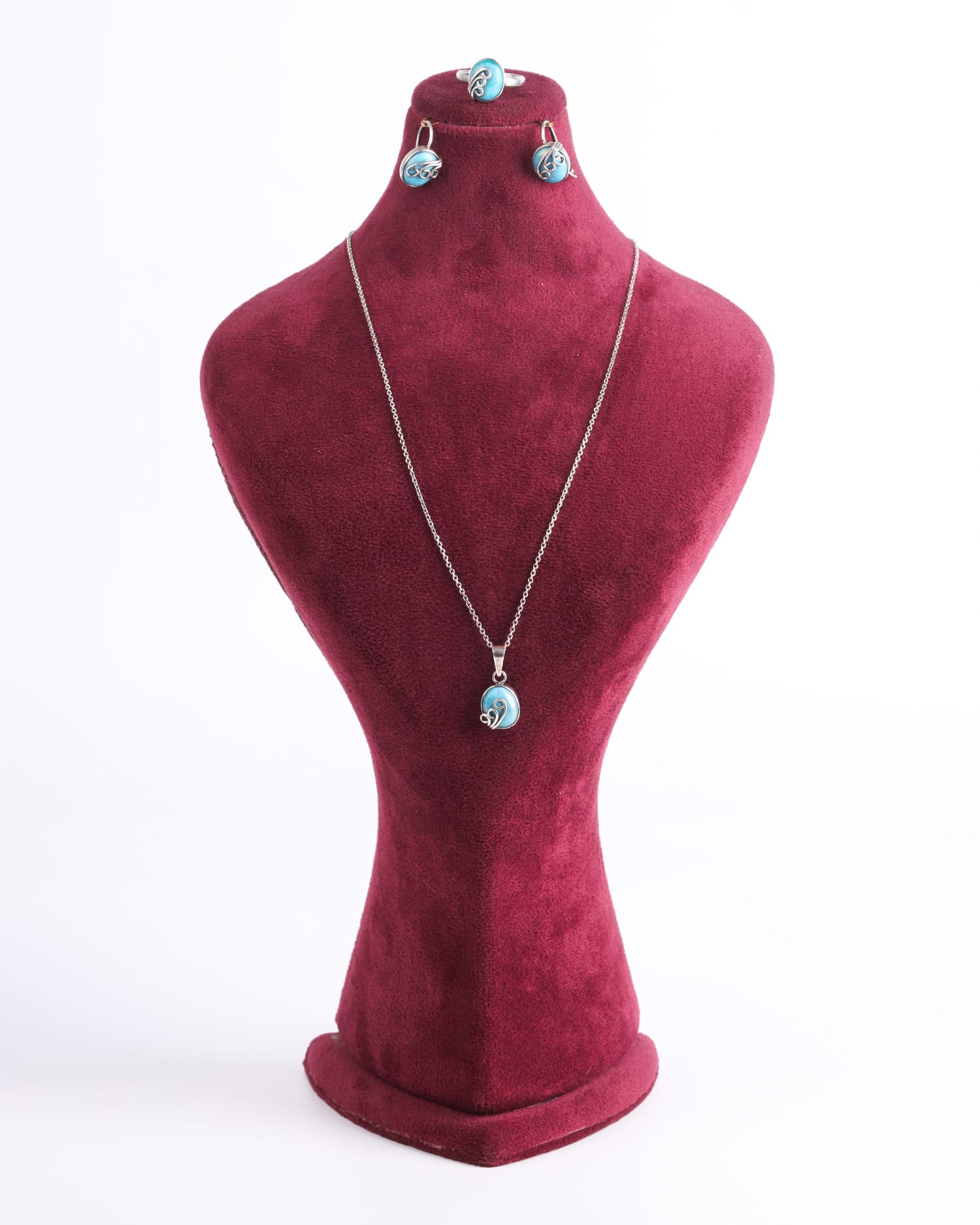 Handmade Four Piece Kerman Turquoise Jewelry Set