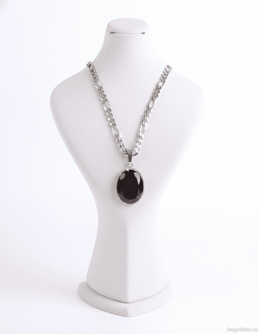 925 Sterling Silver Black Agate Pendant