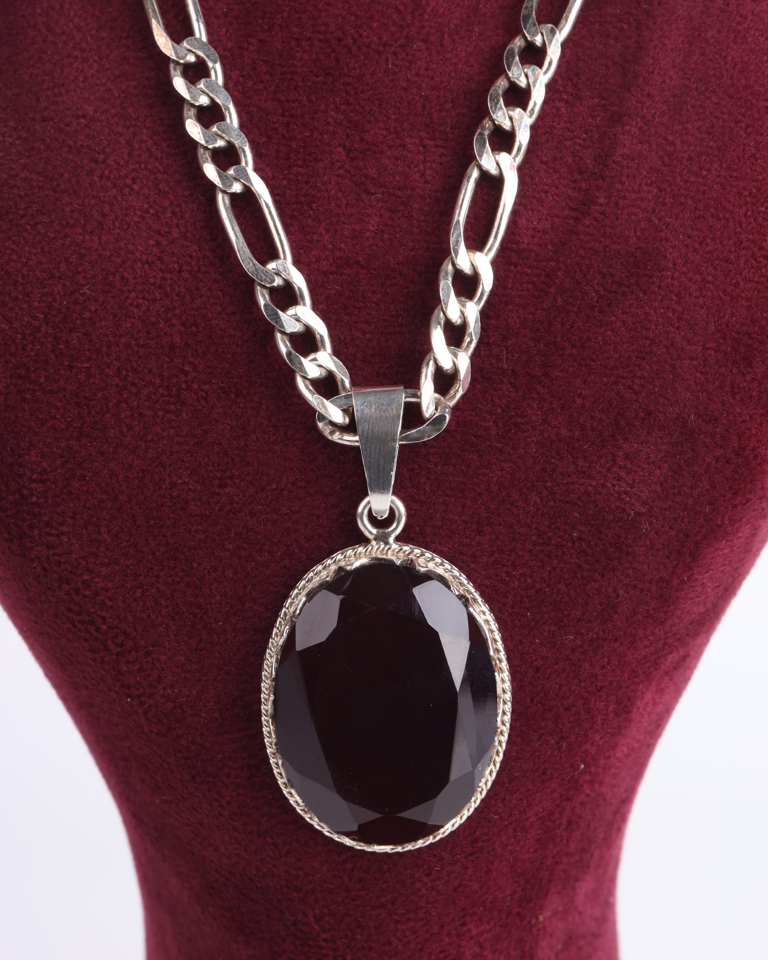 925 Sterling Silver Black Agate Pendant