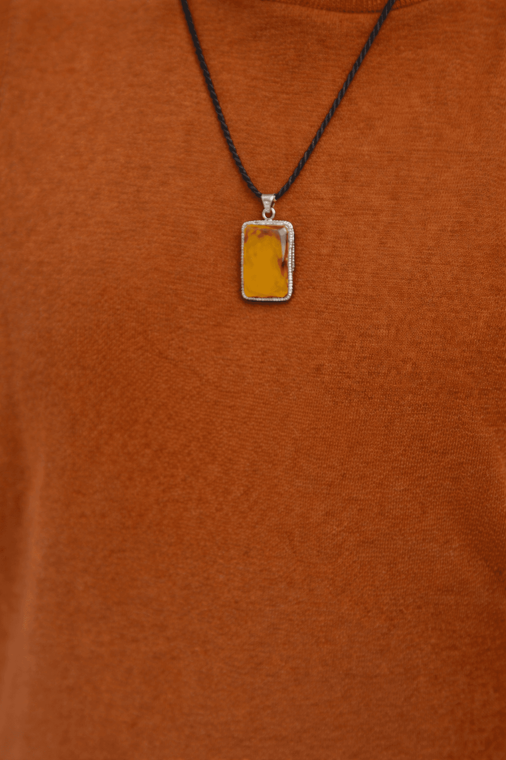 Lemon Agate Pendant in 925 Sterling Silver
