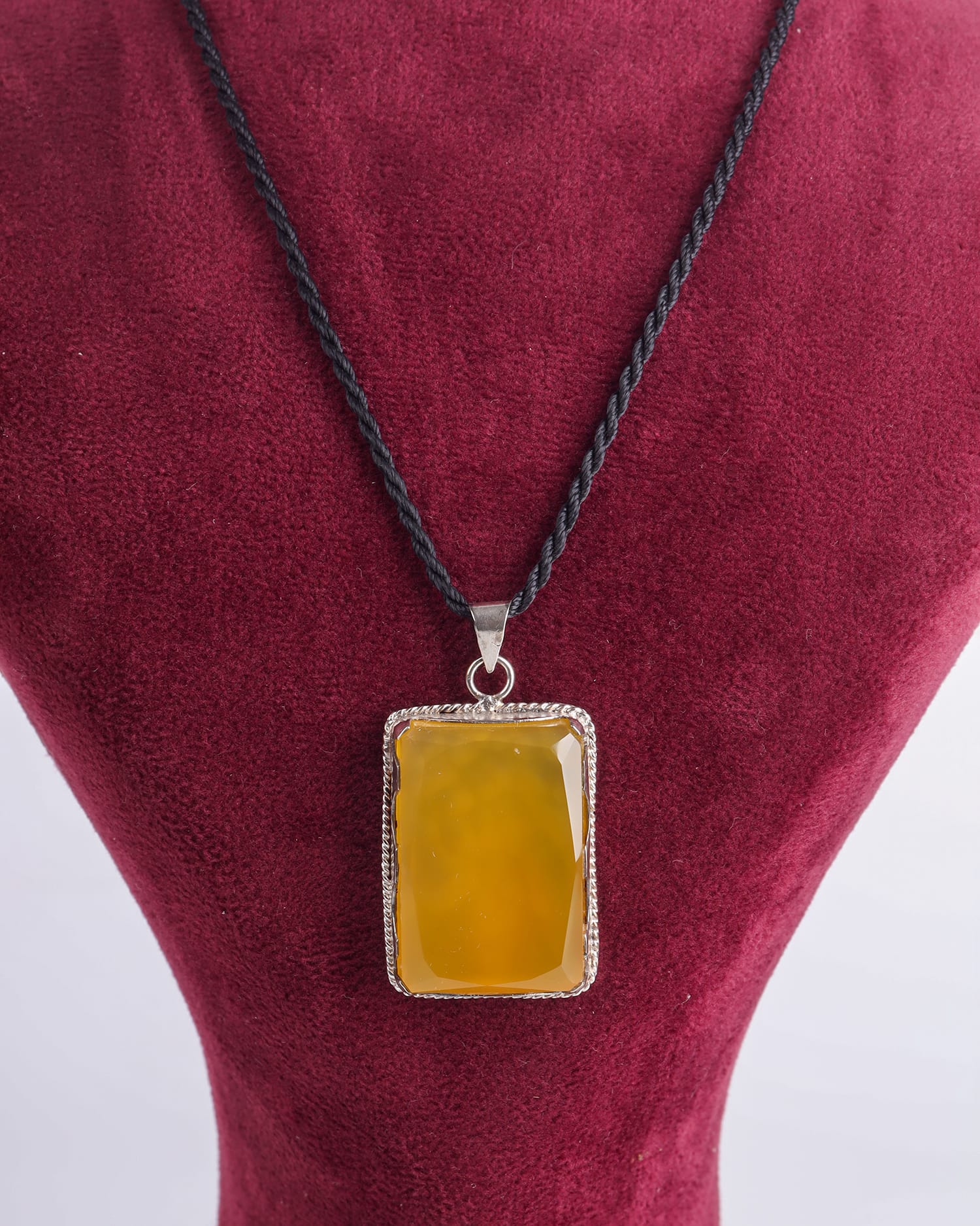 Lemon Agate Pendant in 925 Sterling Silver